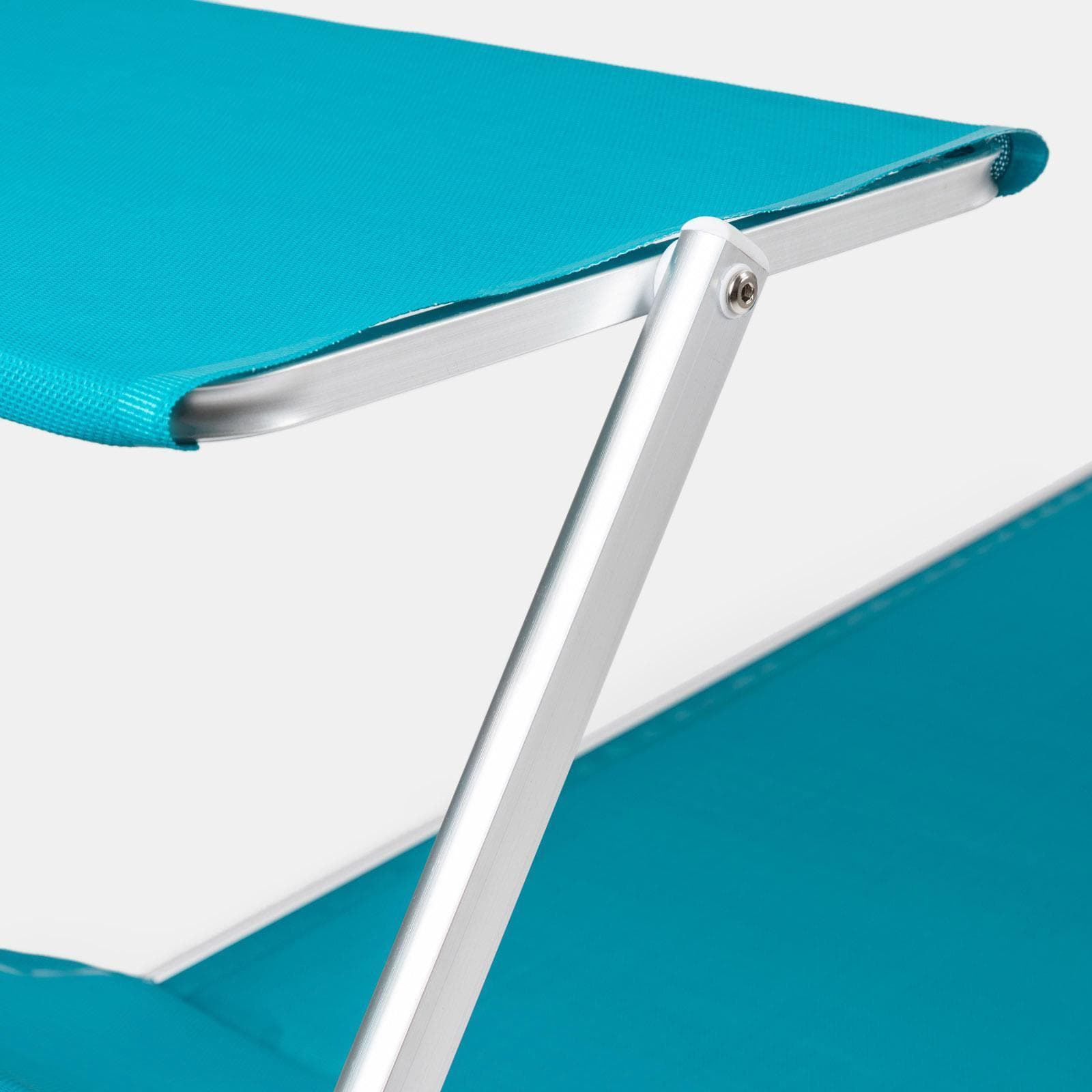 Lettino prendisole reclinabile in alluminio blu tiffany con tettuccio - Aloha