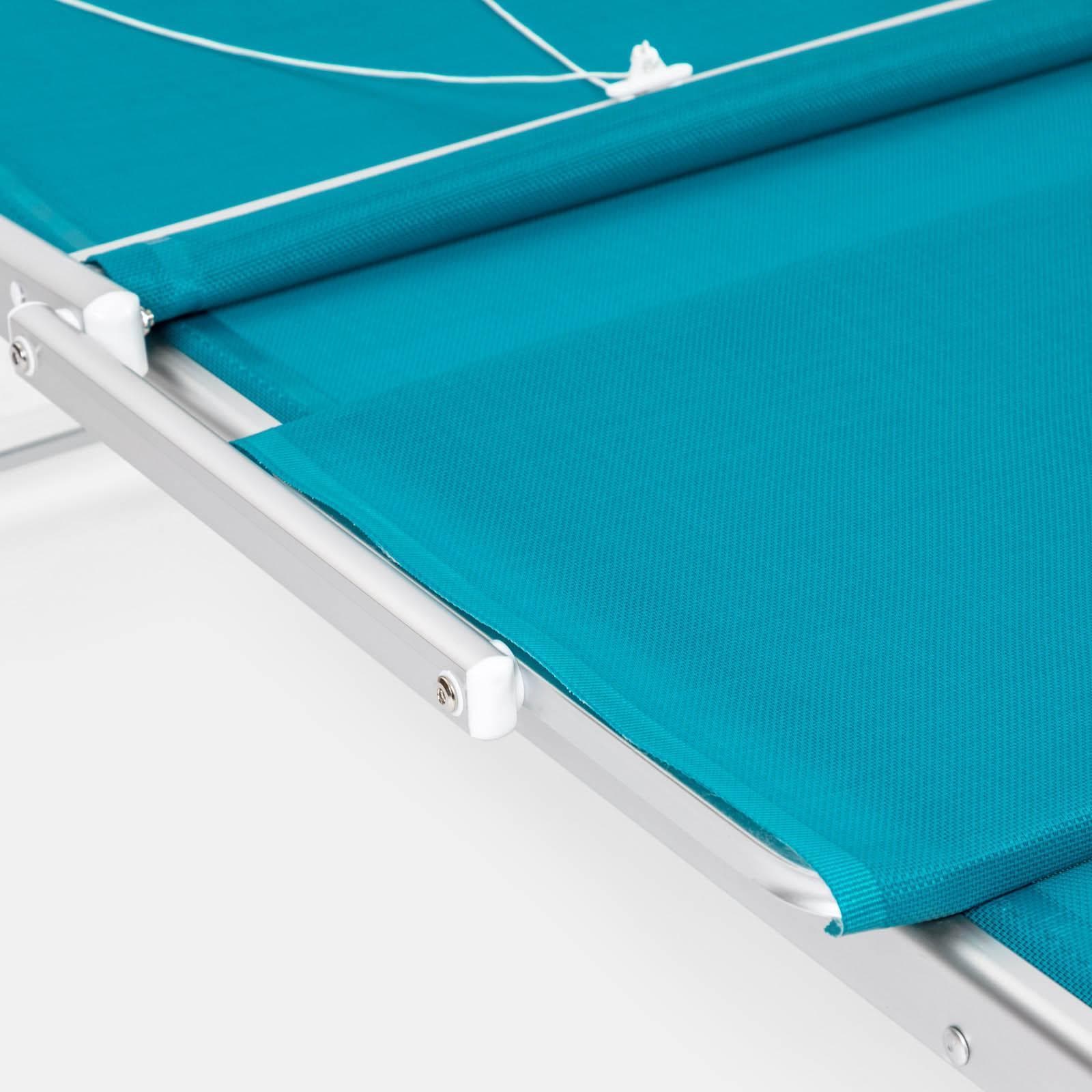 Lettino prendisole reclinabile in alluminio blu tiffany con tettuccio - Aloha