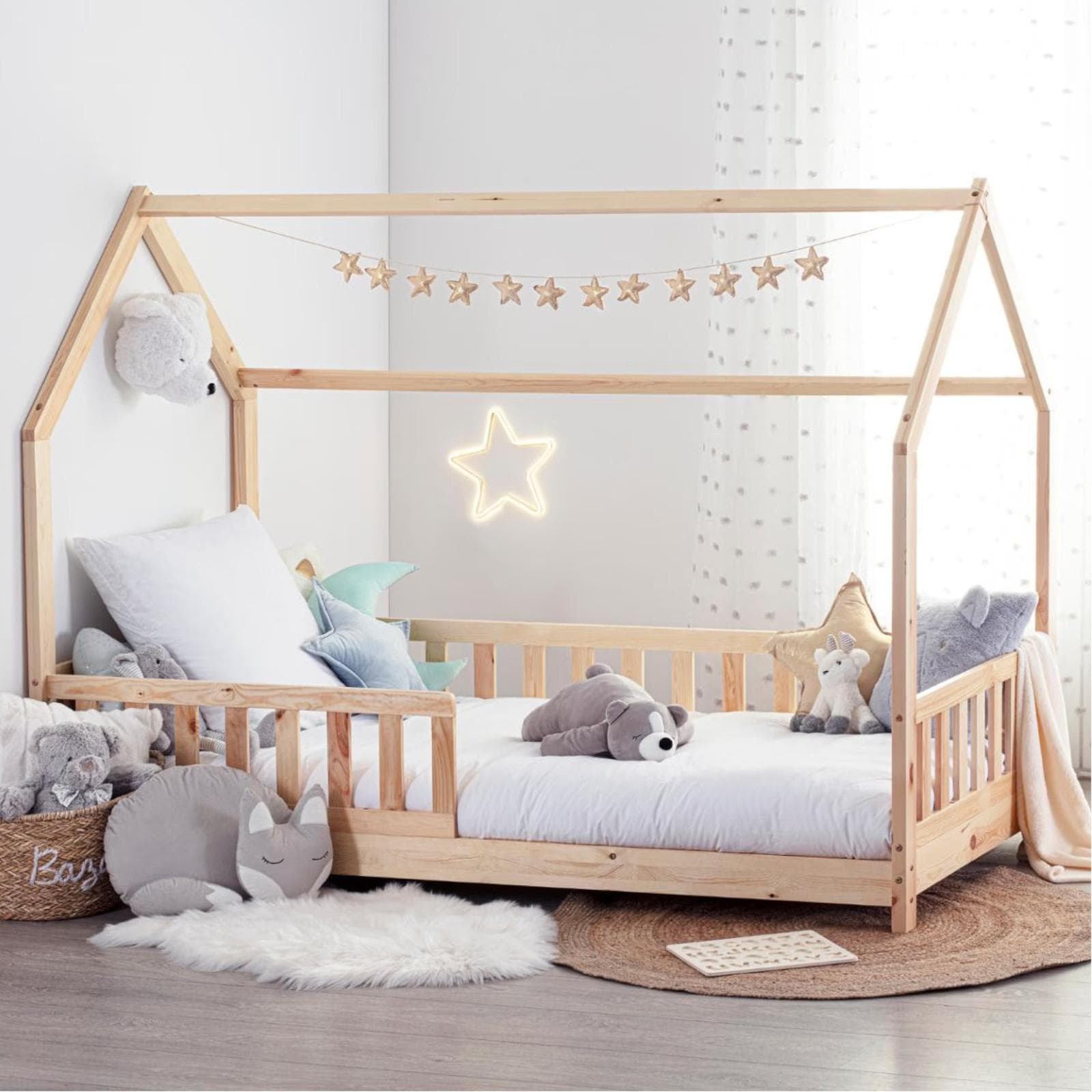 Letto a capanna per bambini 190X90 cm in legno di pino naturale - Homie
