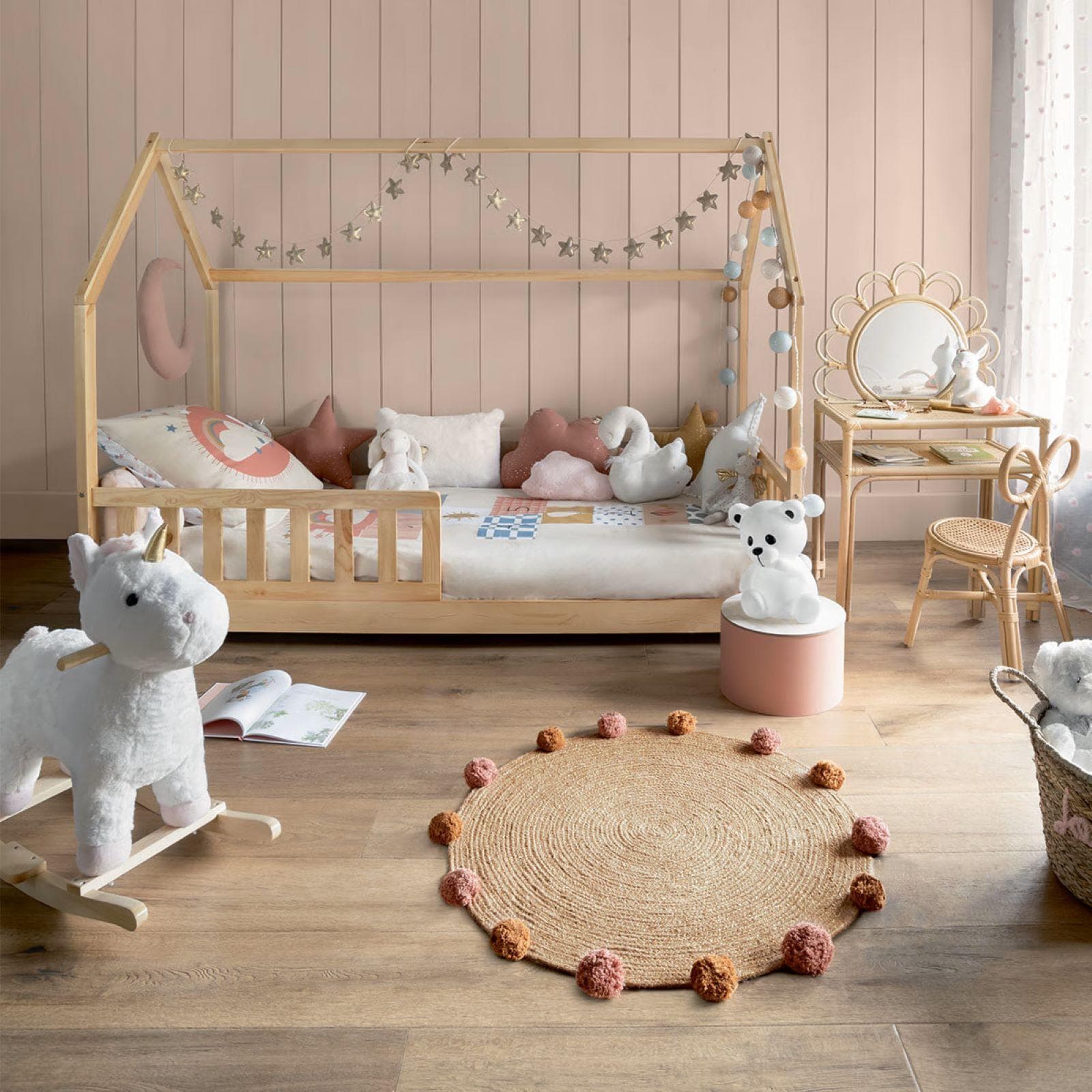 Letto a capanna per bambini 190X90 cm in legno di pino naturale - Homie