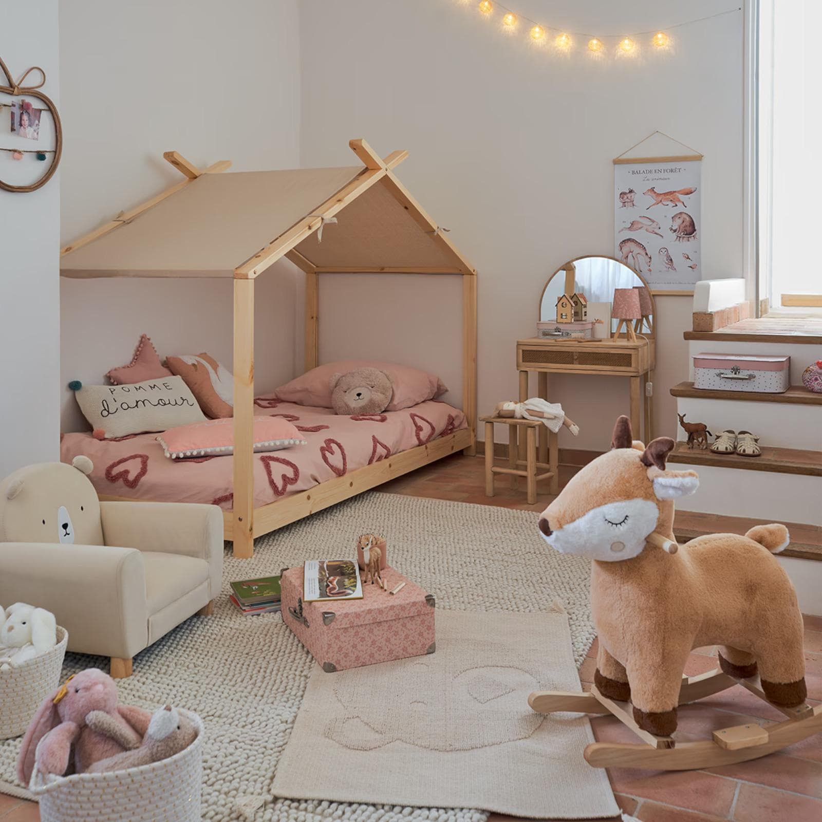 Letto a casetta per bambini 90x190 cm in legno - Homie