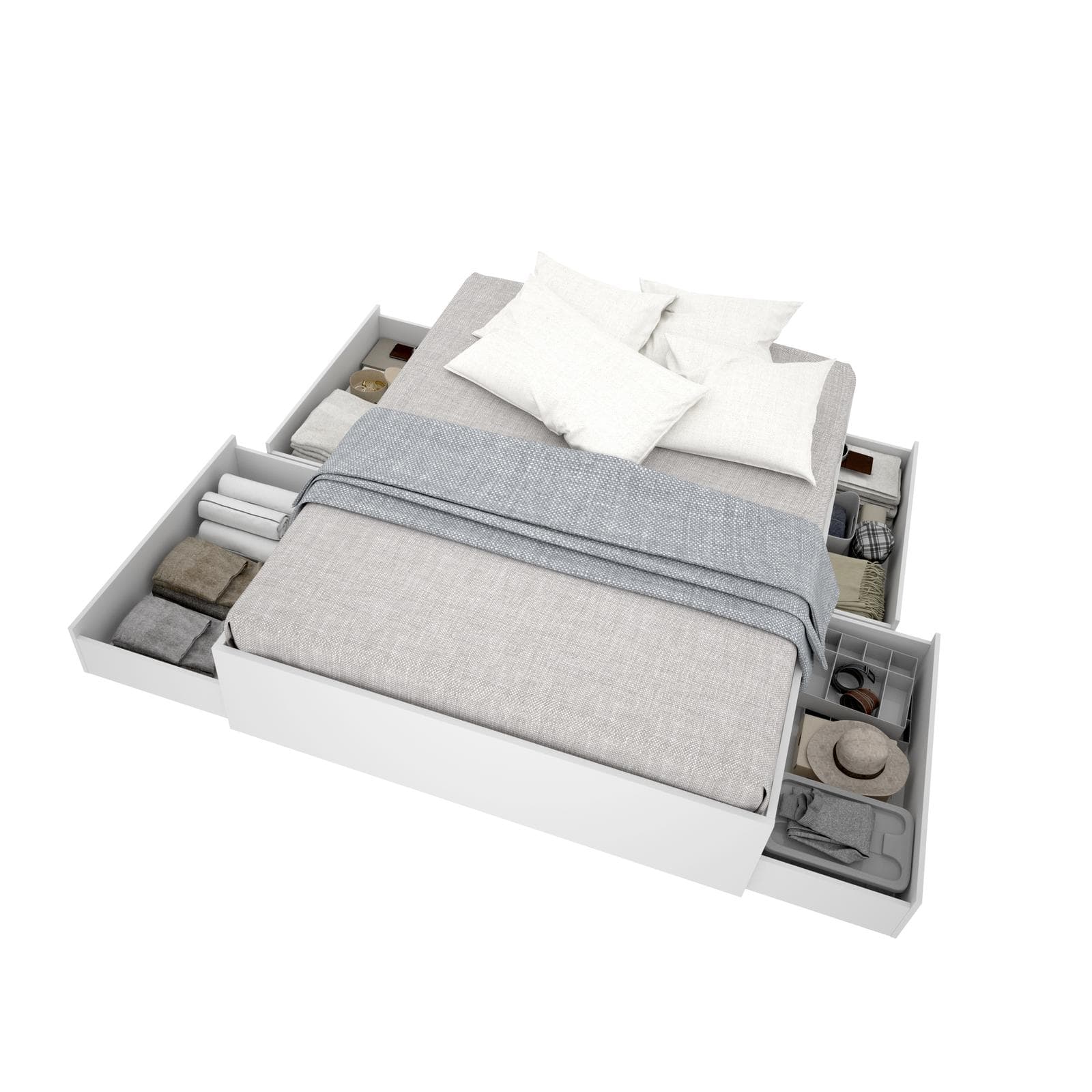 Letto matrimoniale 160x200 cm bianco con 4 cassetti - Novak