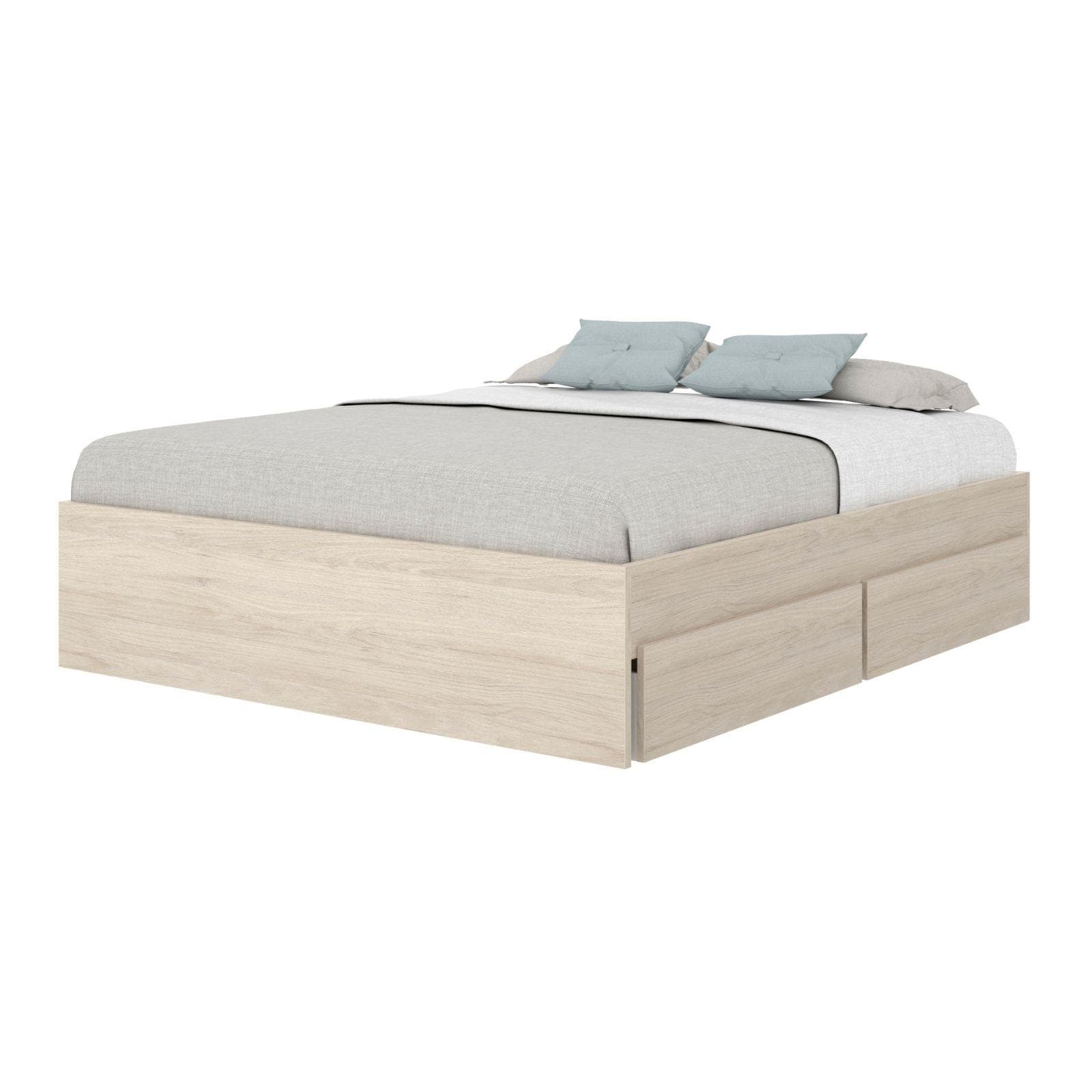 Letto matrimoniale 160x200 cm effetto rovere naturale con 4 cassetti - Novak