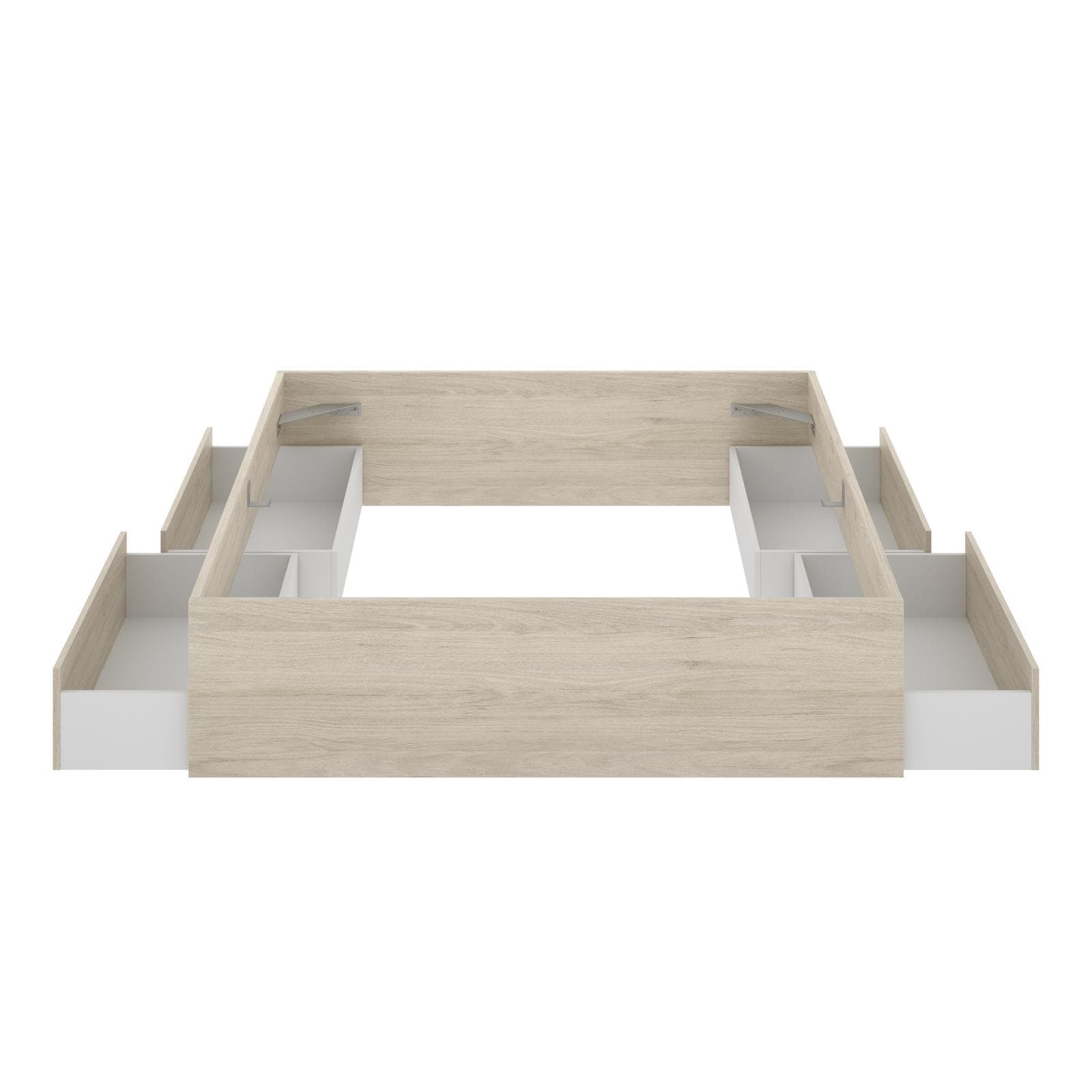 Letto matrimoniale 160x200 cm effetto rovere naturale con 4 cassetti - Novak