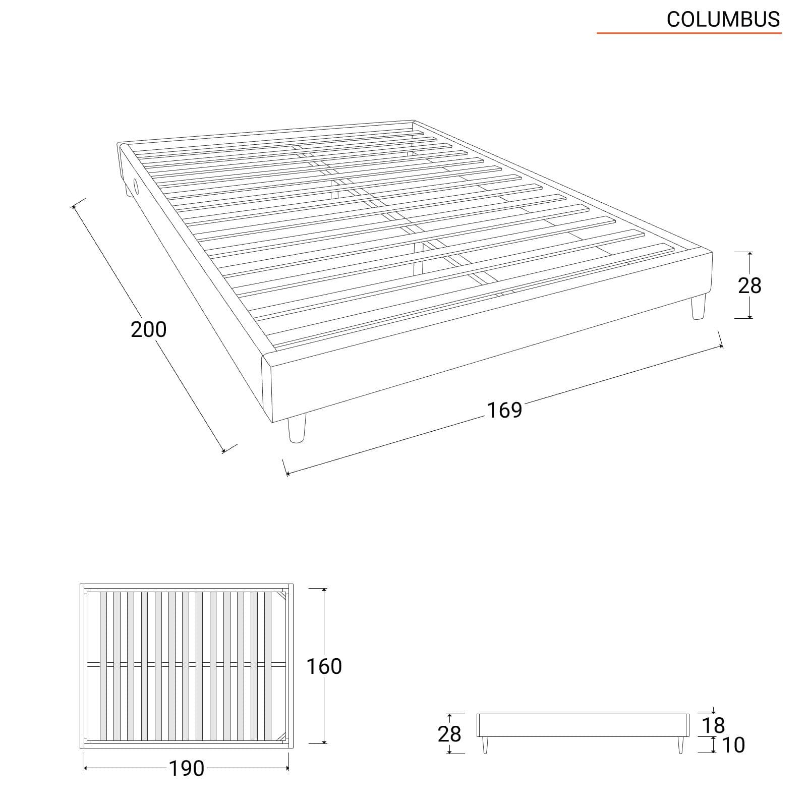 Letto matrimoniale sommier 160x190 cm in tessuto verde salvia con prese USB laterali - Columbus