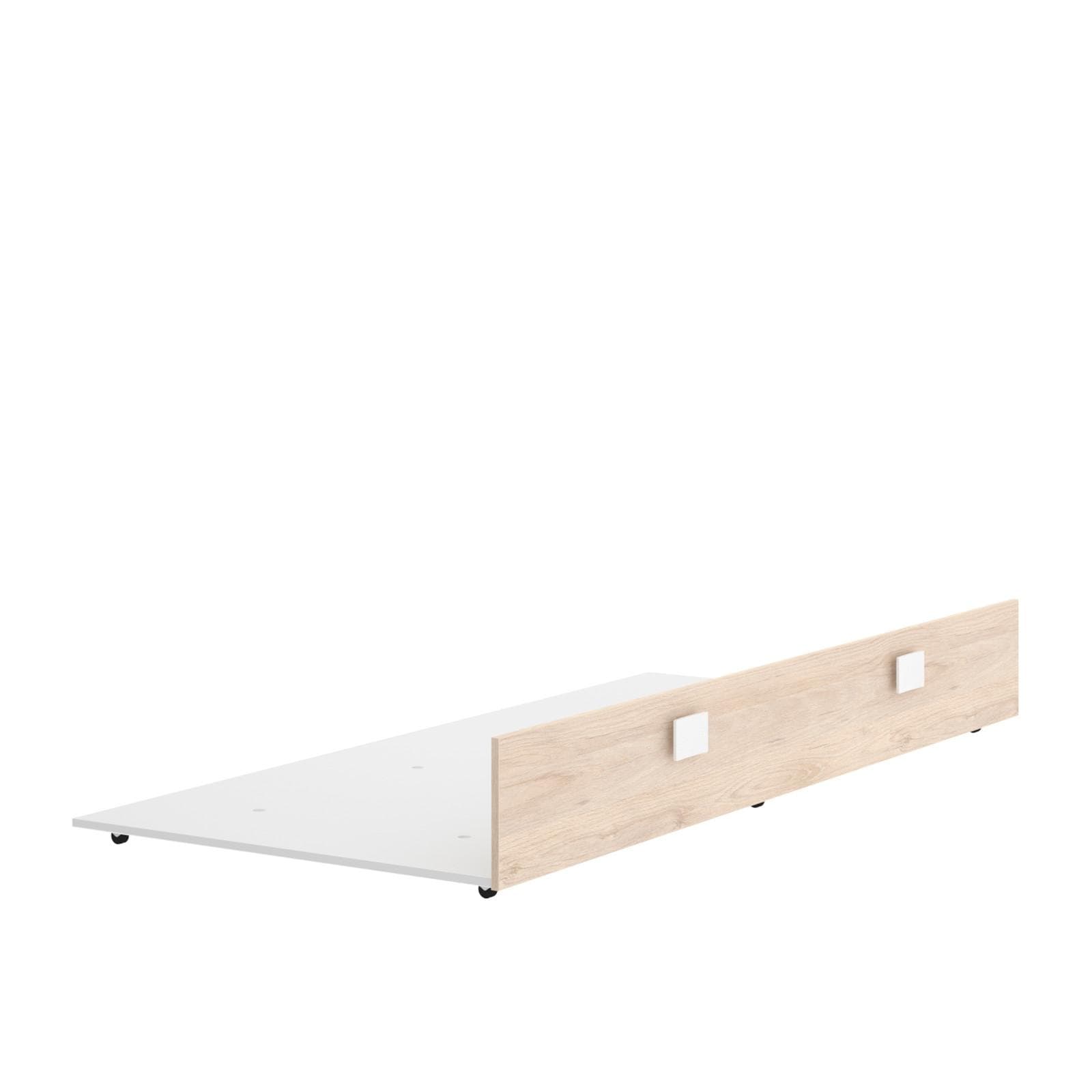 Letto singolo 90x190 cm in legno bianco e naturale con letto estraibile - Dinasty