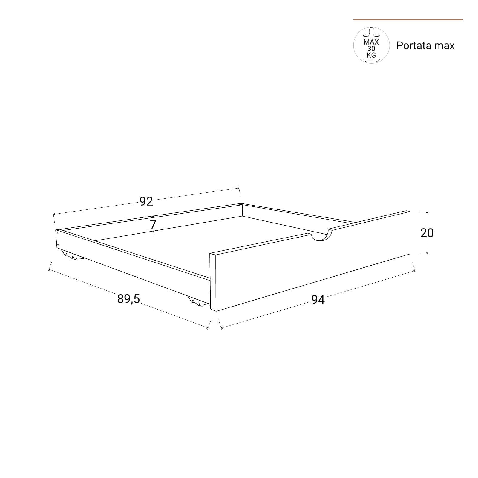 Letto per bambini 90x190 cm in legno naturale con 2 cassettoni bianco - Lollipop