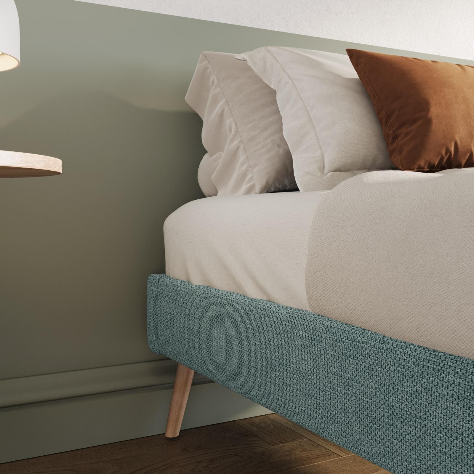 Letto singolo sommier 80x200 cm in tessuto effetto maglia verde salvia - Anker