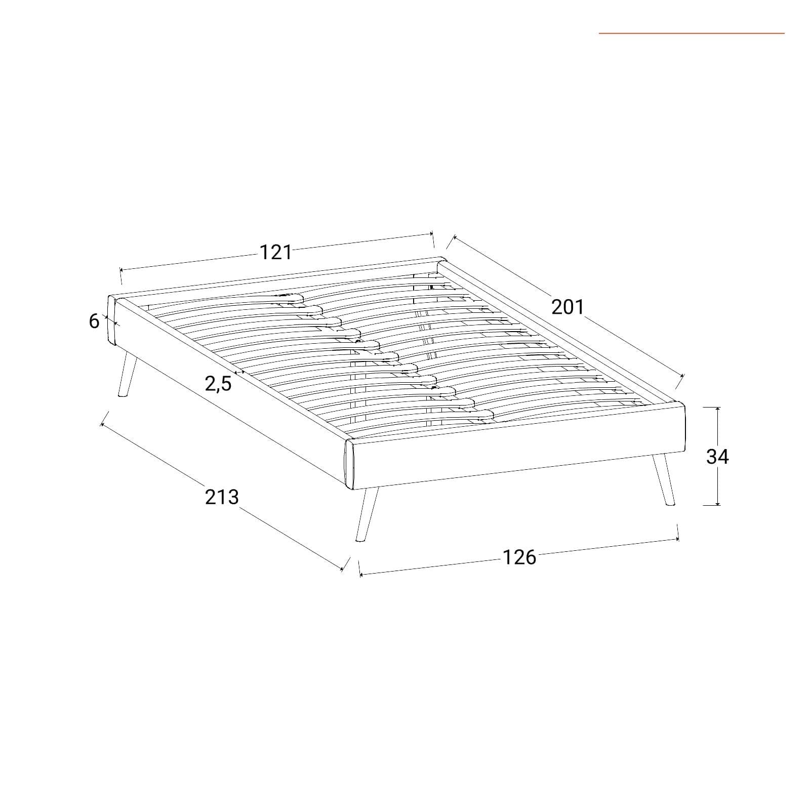 Letto una piazza e mezza sommier 120x200 cm in tessuto effetto maglia grigio chiaro - Anker