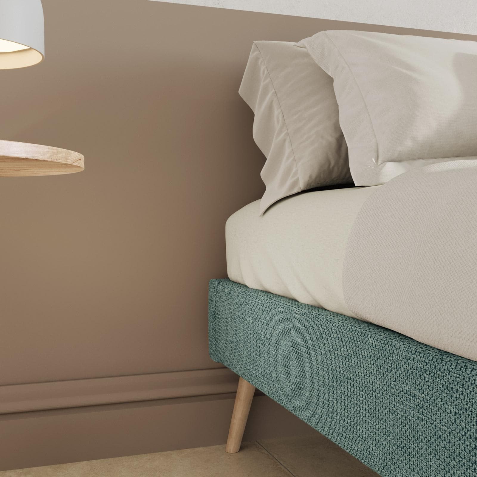 Letto una piazza e mezza sommier 120x200 cm in tessuto effetto maglia verde salvia - Anker