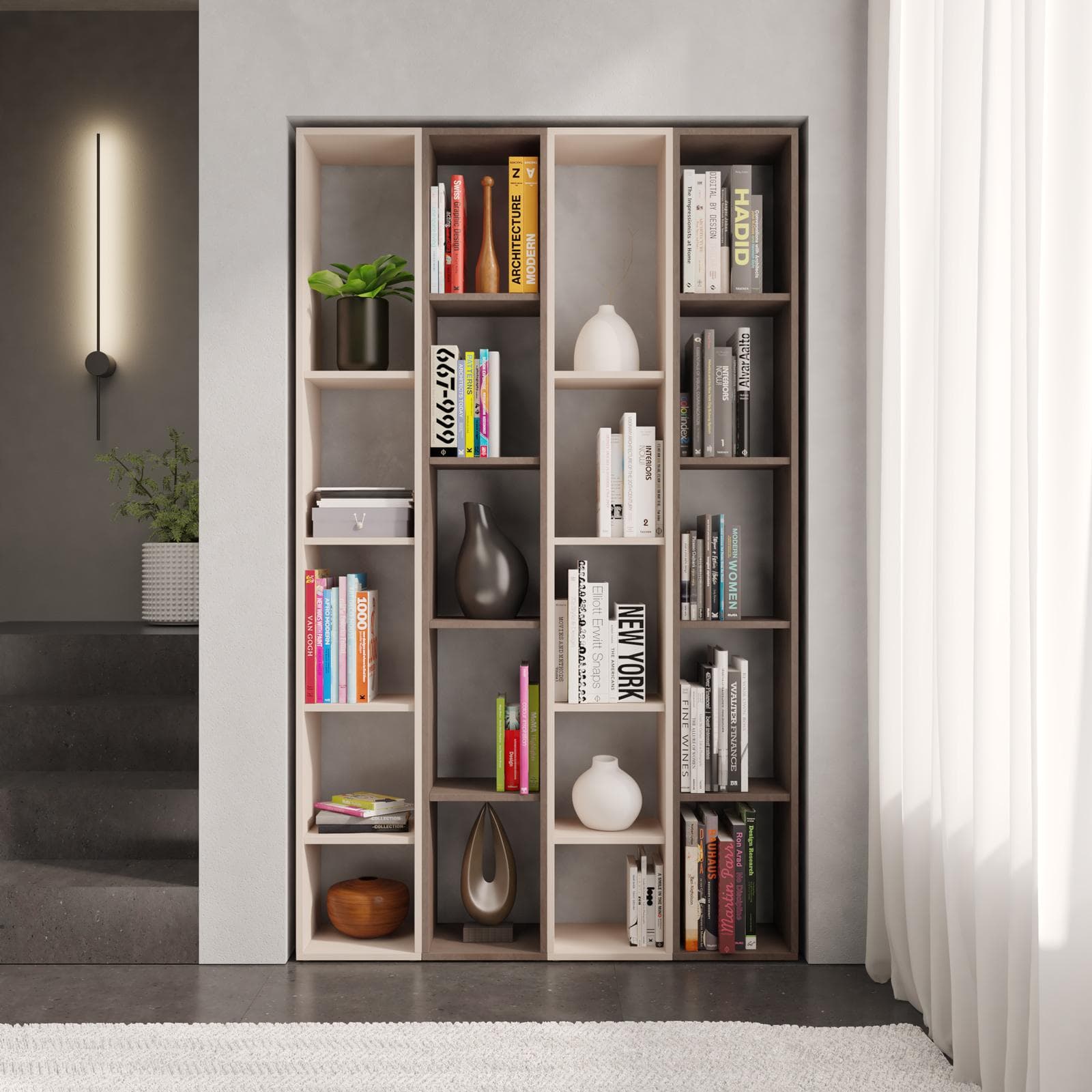 Libreria 111x185h cm 4 elementi cashmere e bronzo - Clary