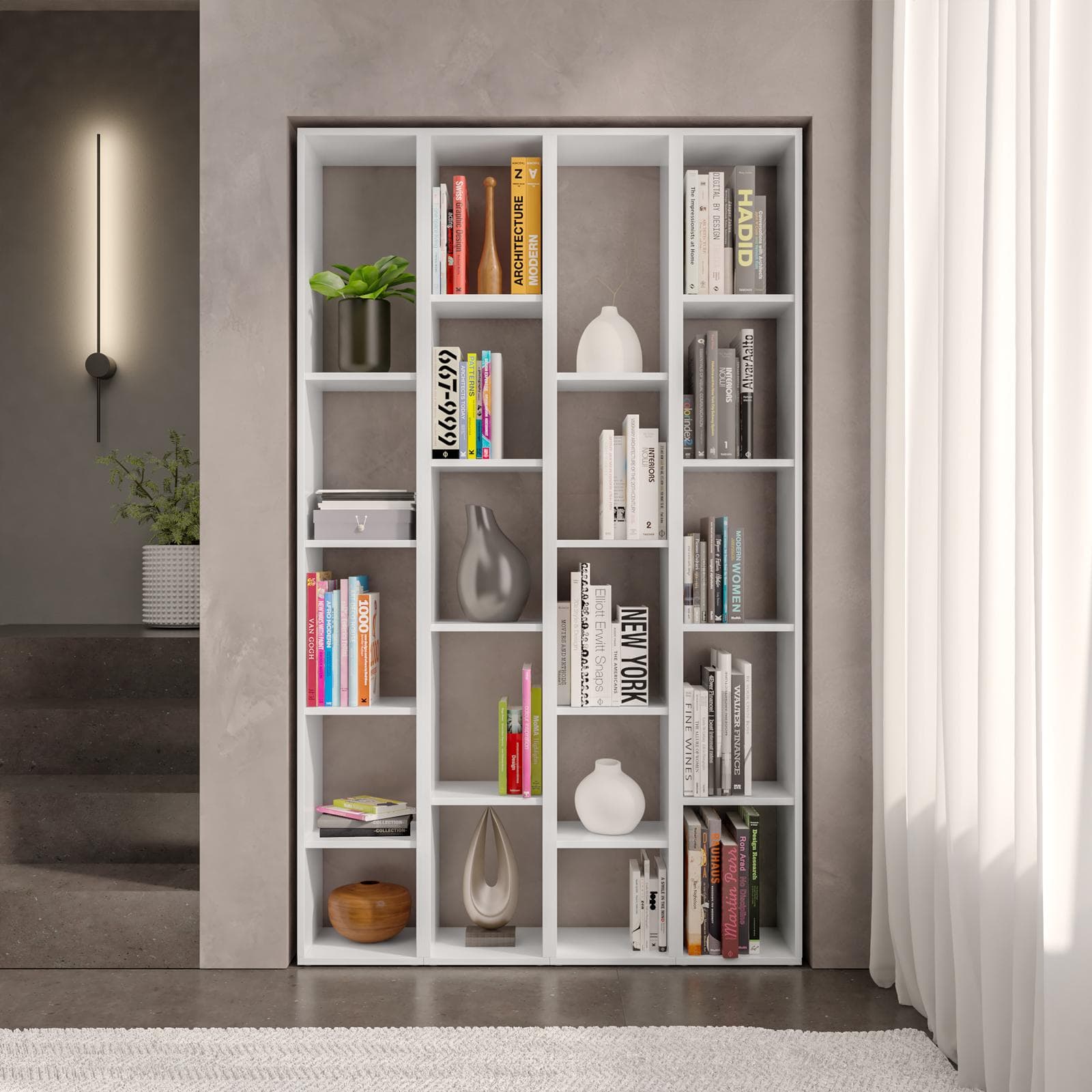 Libreria 111x185h cm 4 elementi bianco lucido - Clary