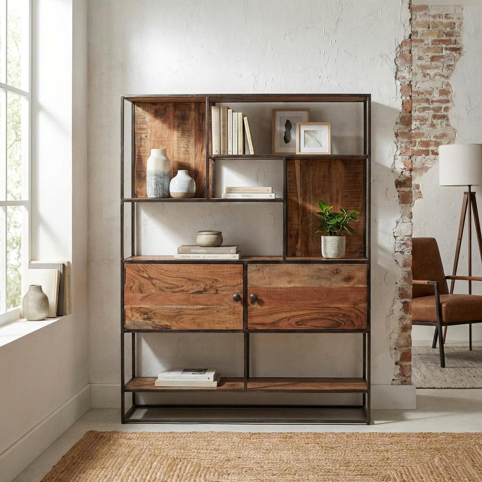 Libreria 118x30 cm in legno di acacia - Freia Acacia