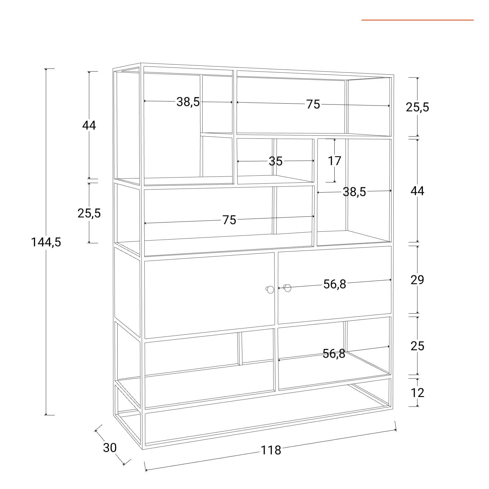 Libreria 118x30 cm in legno di acacia - Freia Acacia