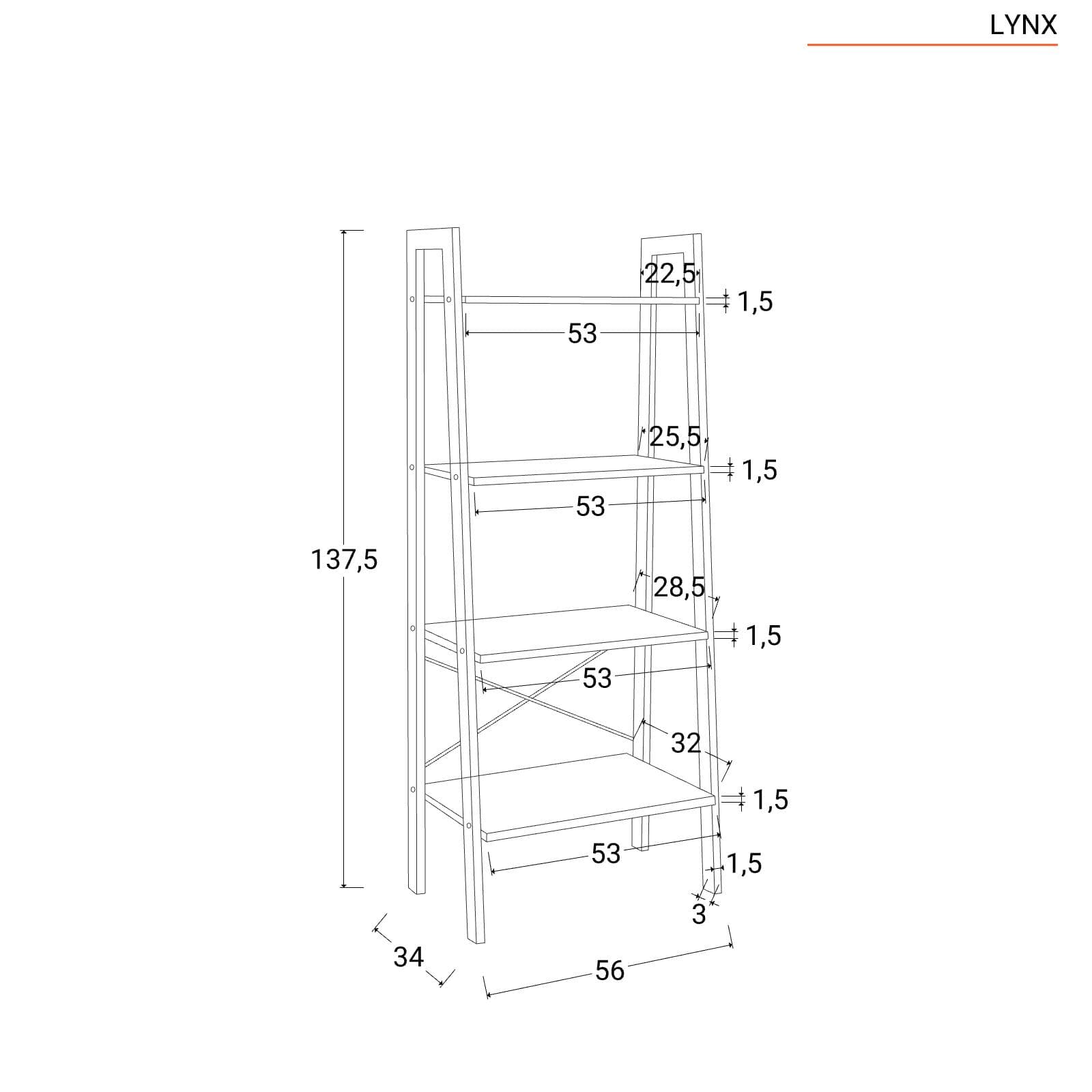 Libreria 56x138h ripiani noce e struttura in metallo nero - Lynx