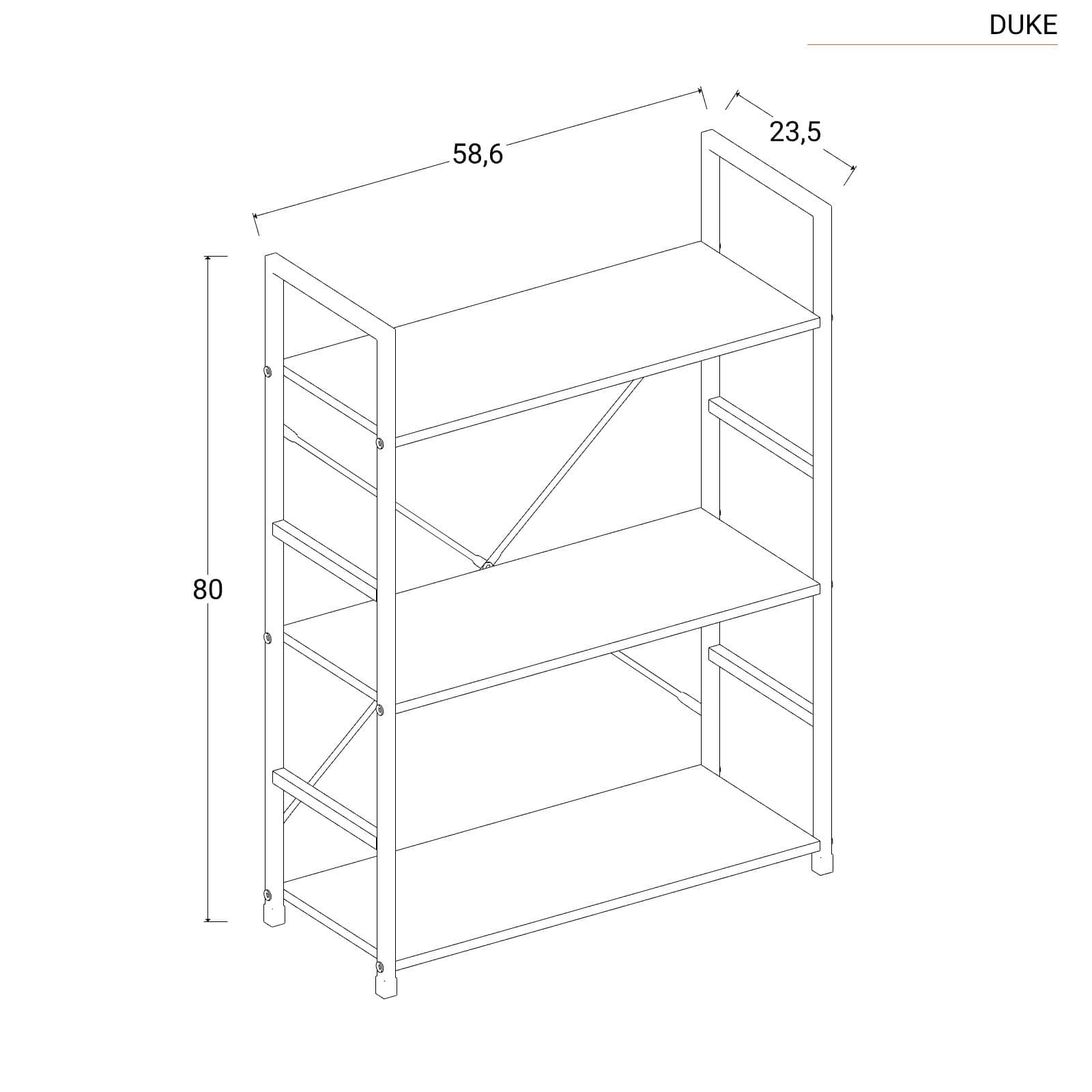 Libreria 58x80h cm in acciaio nero e legno rovere nero - Duke
