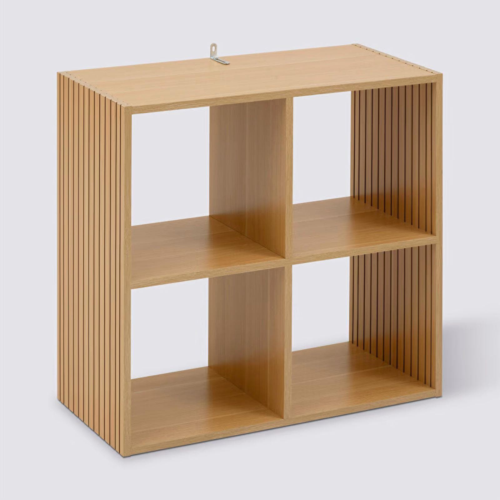 Libreria 69x69h cm in legno naturale e cannettato con 4 vani - Kloser