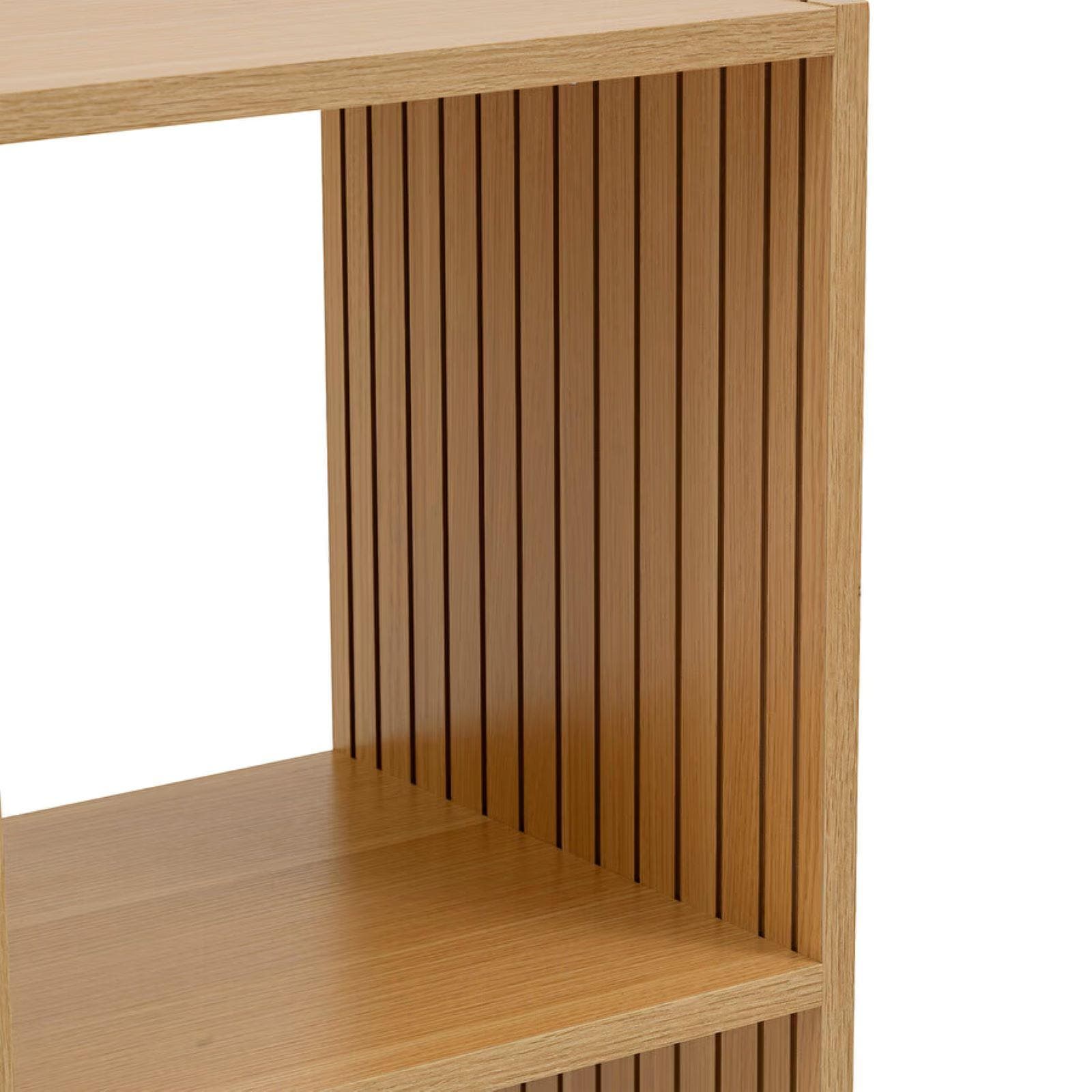 Libreria 69x69h cm in legno naturale e cannettato con 4 vani - Kloser