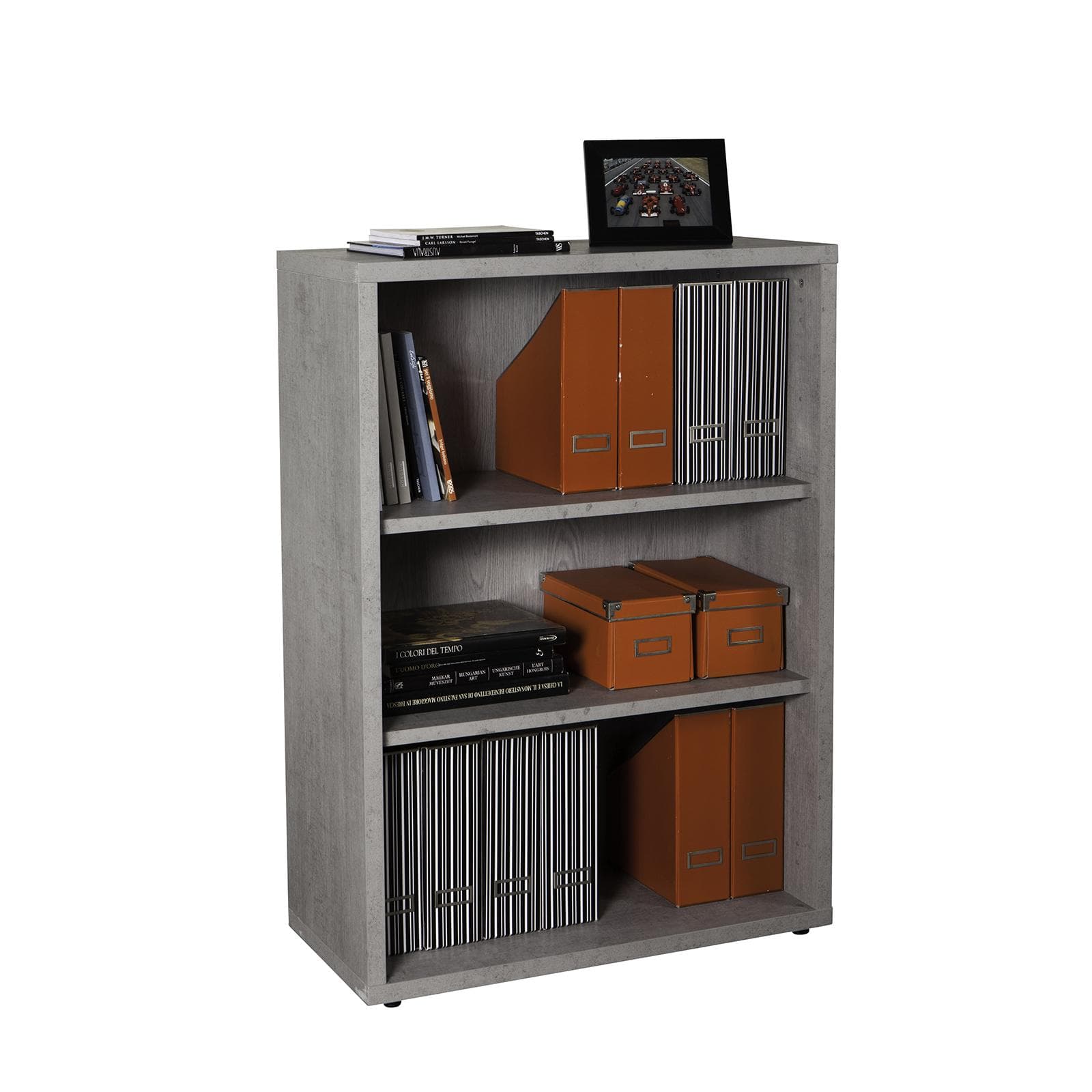 Libreria 82x112h cm grigio cemento con ripiani regolabili - Homely office