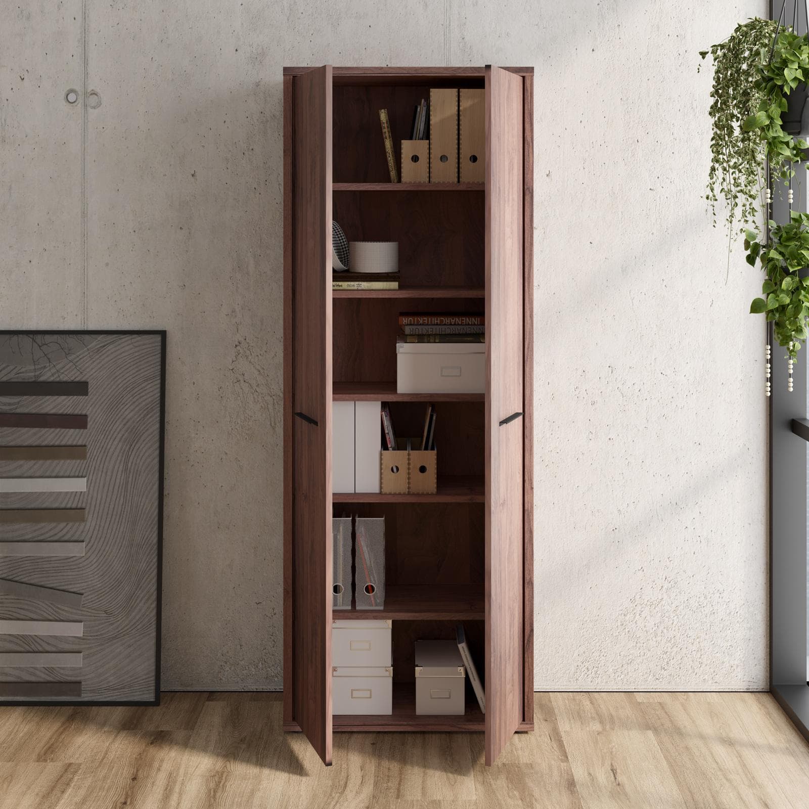 Mobile multiuso 82x217h cm noce brera con 2 ante - Historic brown
