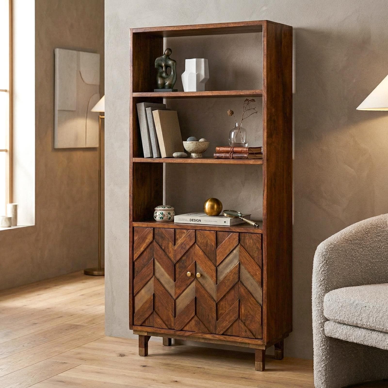 Libreria 88x192h cm in legno - Freia Acacia