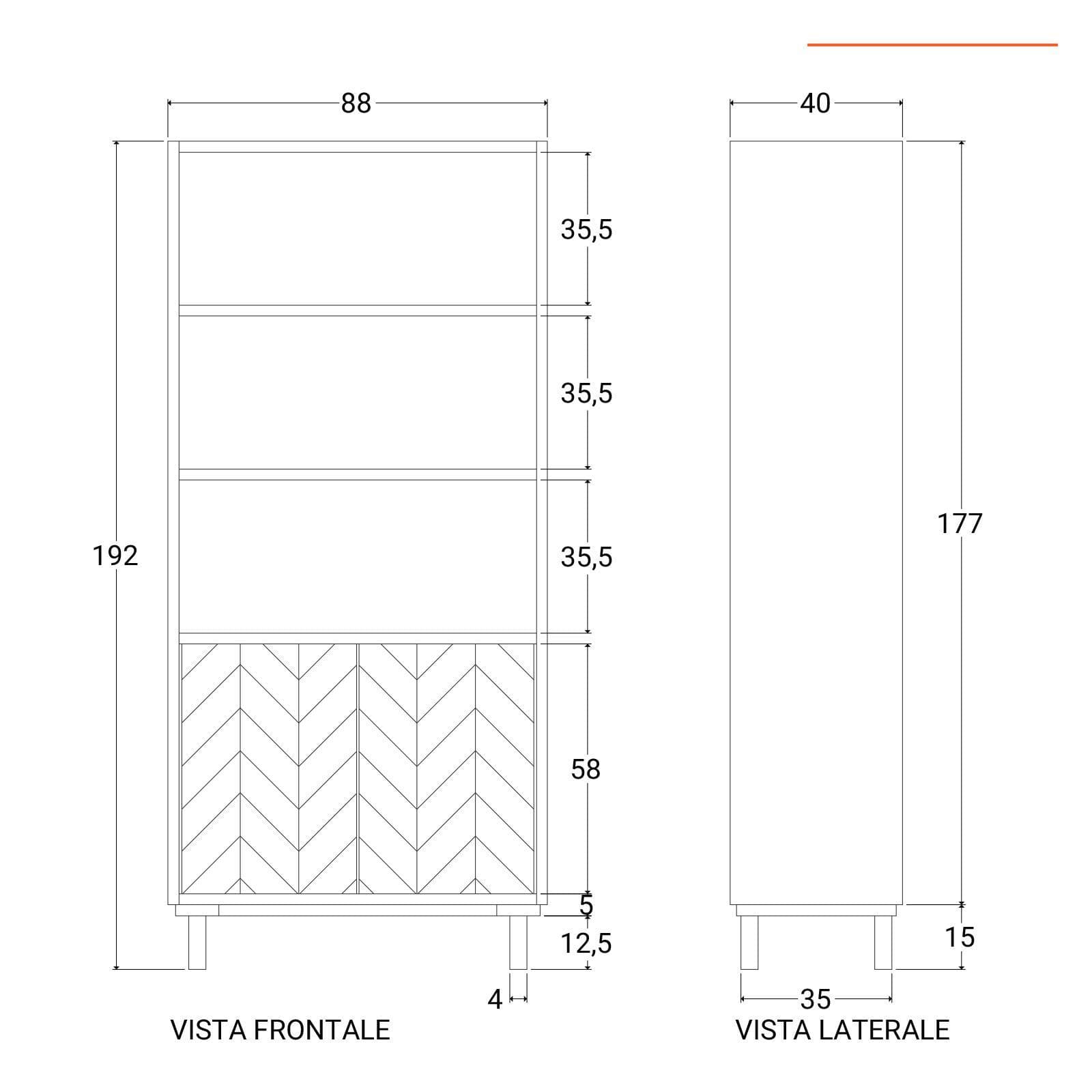 Libreria 88x192h cm in legno - Freia Acacia