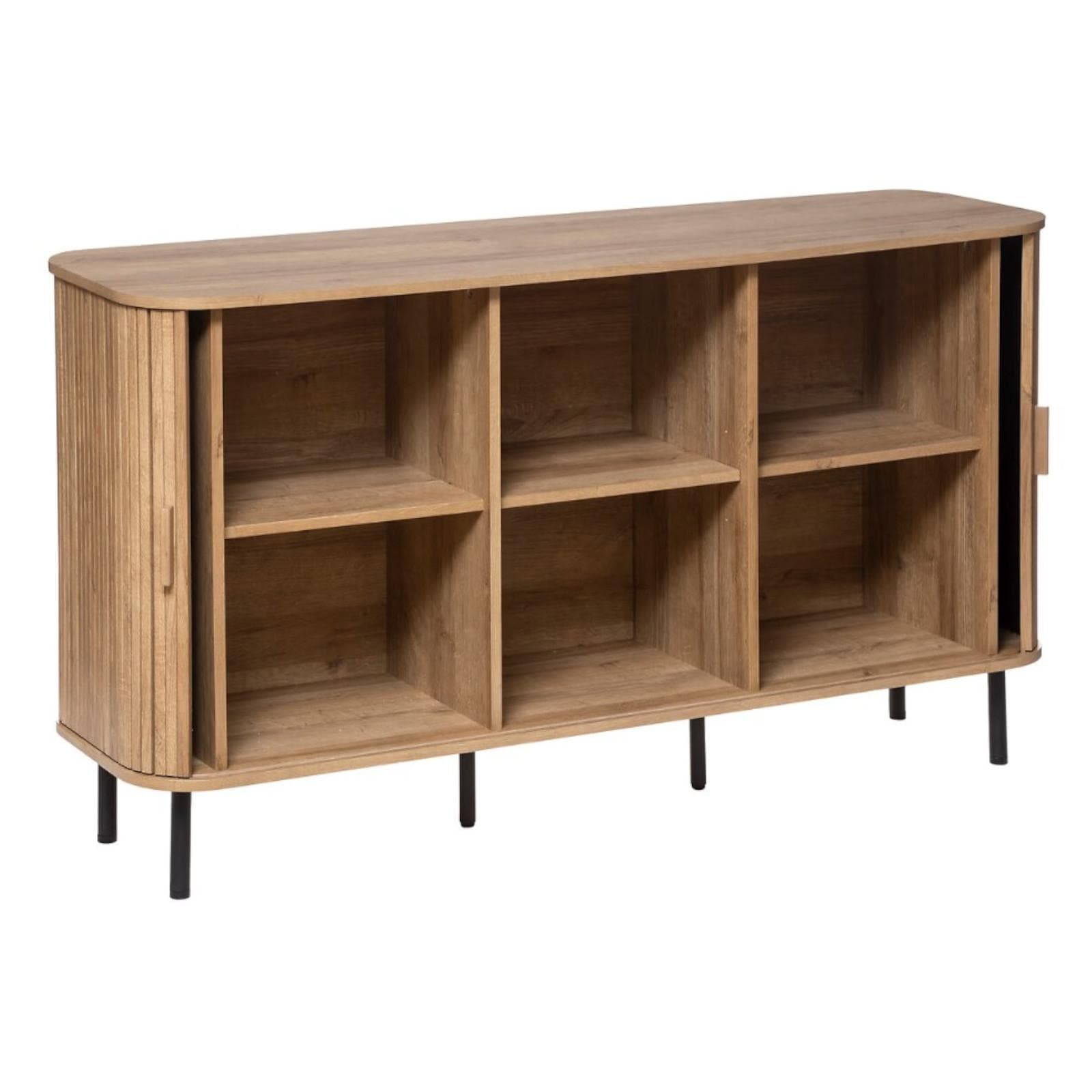 Madia 140x40 cm con 2 ante scorrevoli in legno cannettato - Dhana
