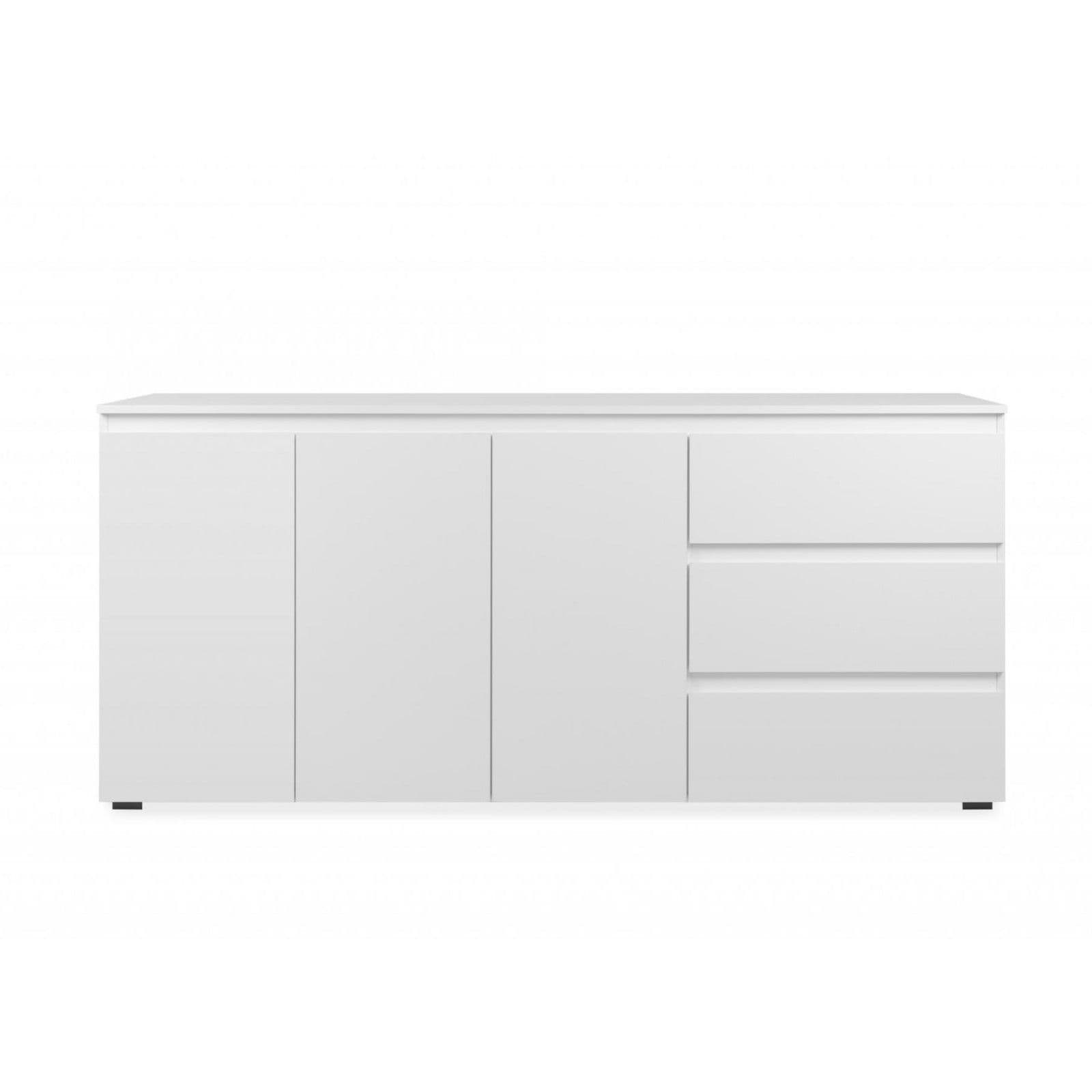 Madia 179x80h cm in legno bianco opaco con 3 ante e 3 cassetti - Krim