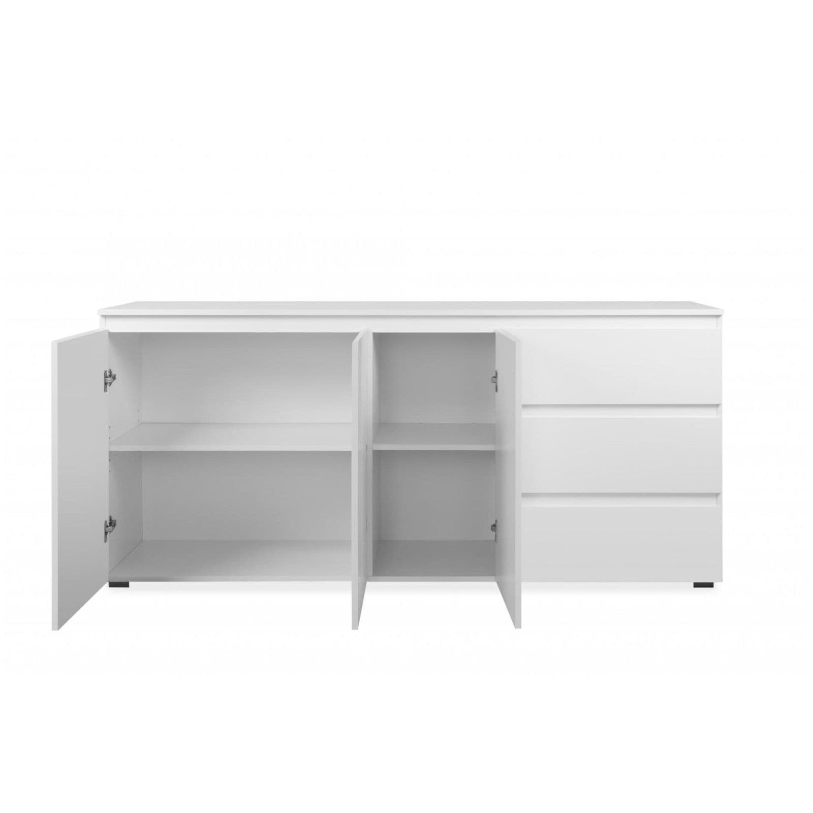 Madia 179x80h cm in legno bianco opaco con 3 ante e 3 cassetti - Krim