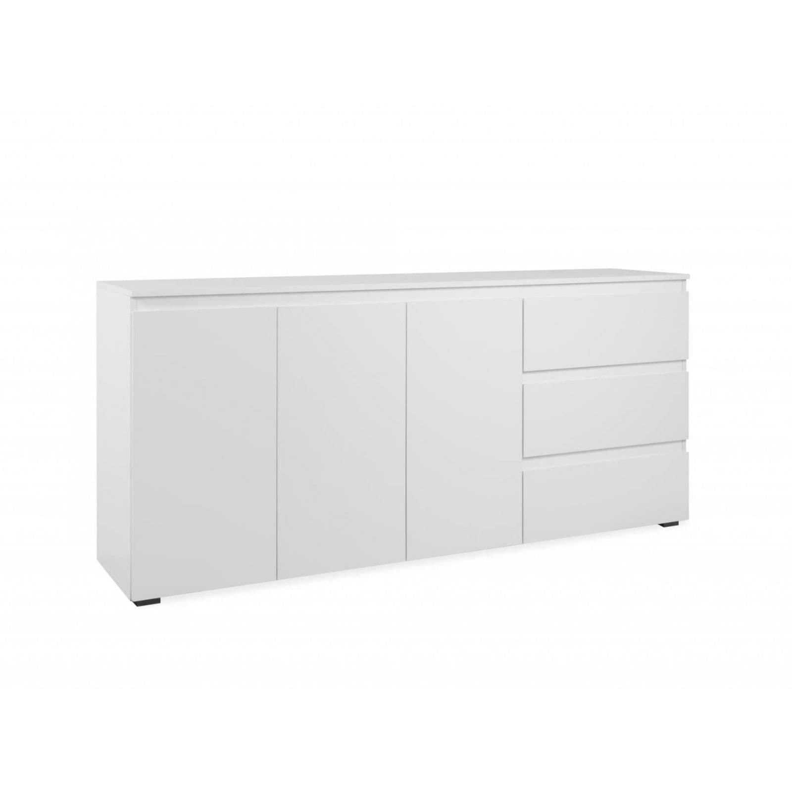 Madia 179x80h cm in legno bianco opaco con 3 ante e 3 cassetti - Krim