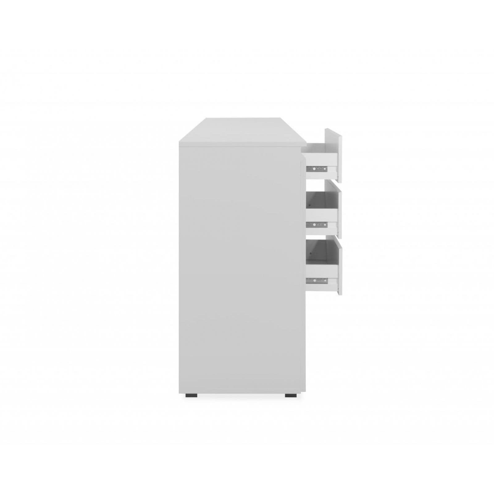 Madia 179x80h cm in legno bianco opaco con 3 ante e 3 cassetti - Krim