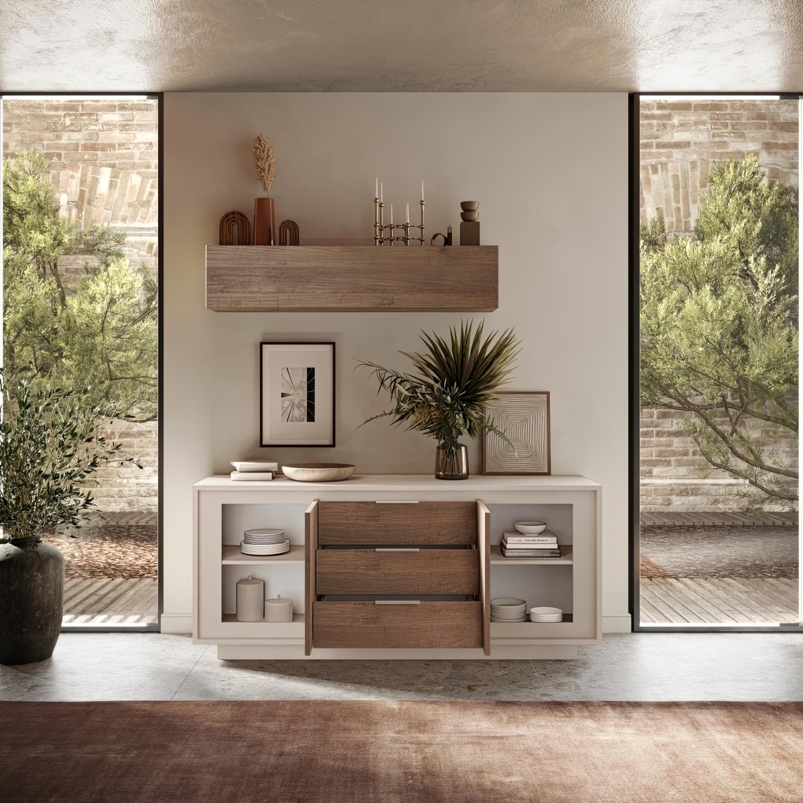 Madia 180x80h cm cashmere opaco con 2 ante e 3 cassetti mercure - Moen