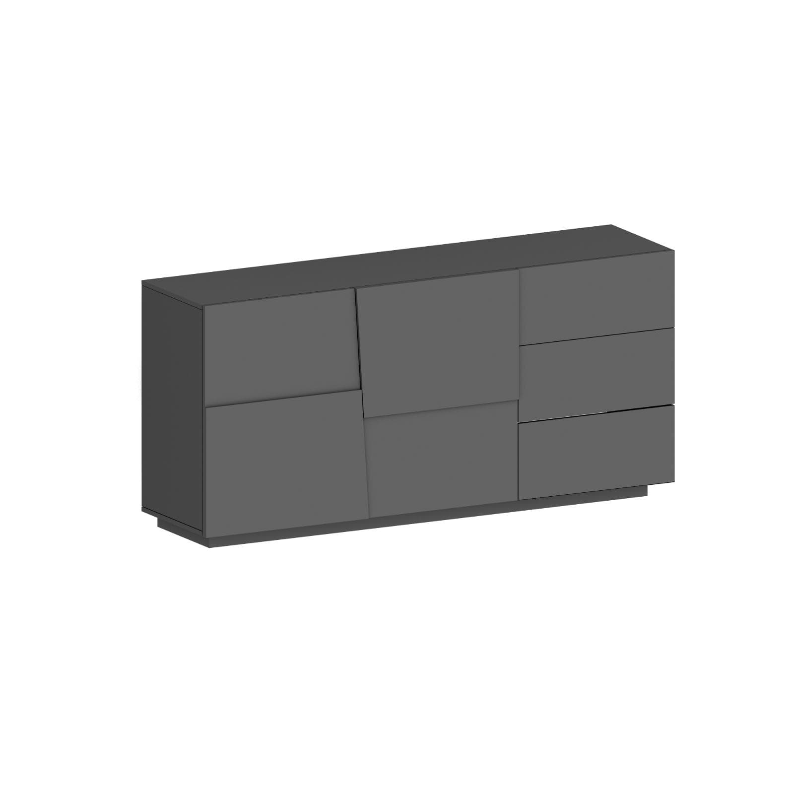 Madia 180x86h cm antracite opaco con 2 ante e 3 cassetti - Beryl