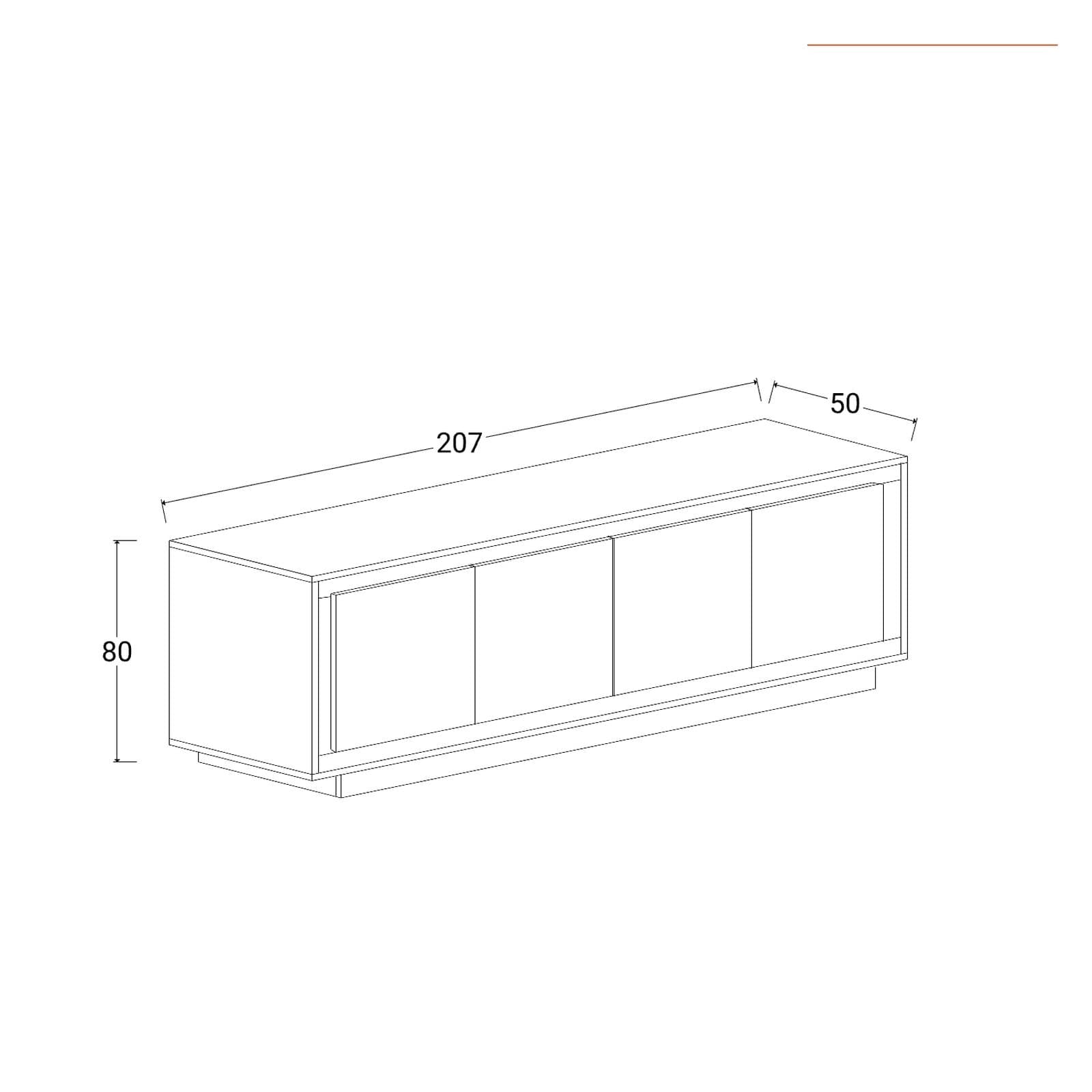 Madia 207x80h cm cashmere opaco con 4 ante mercure - Moen