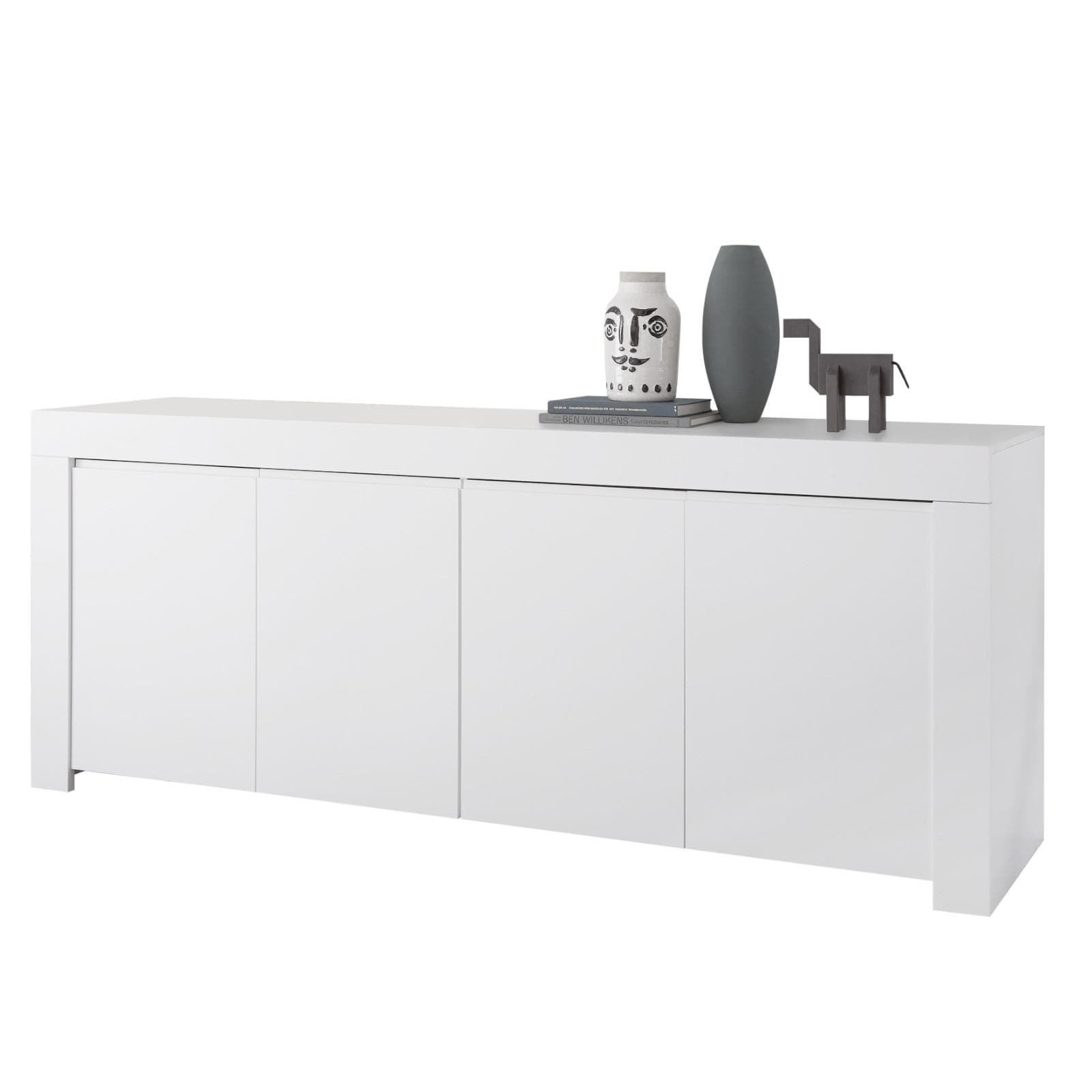 Madia 210 cm con quattro ante in legno bianco opaco - Falesia