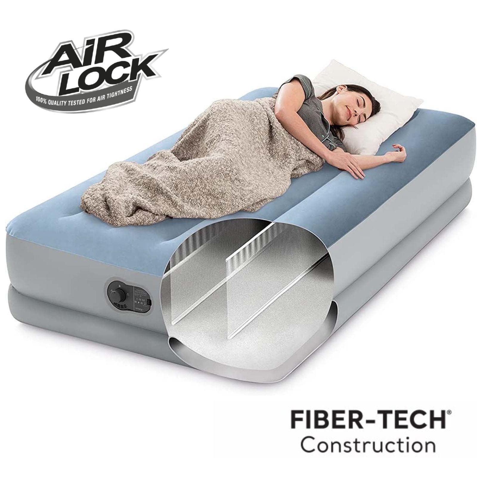 Materasso autogonfiante matrimoniale 150x200 cm struttura Fiber Tech con connettore USB - Raised