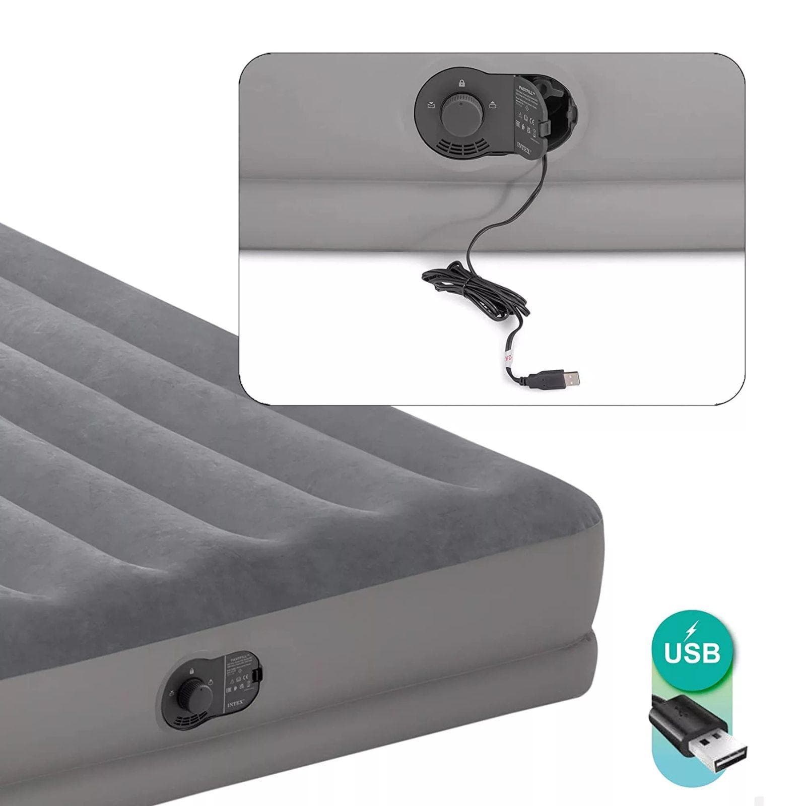 Materasso autogonfiante matrimoniale 150x200 cm struttura Fiber Tech con connettore USB - Raised