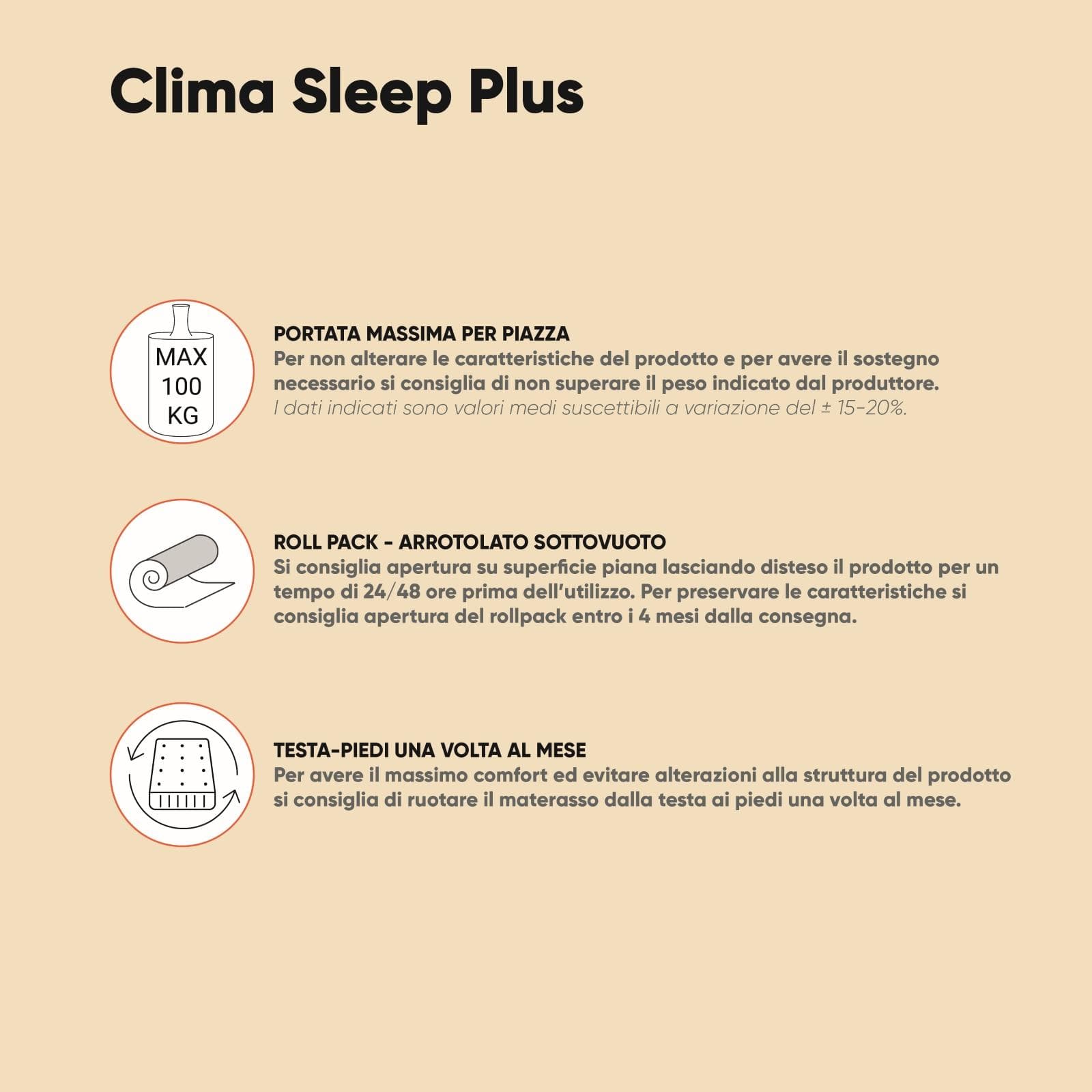 Materasso una piazza e mezza climatizzato 120x200 cm in Memory System con rivestimento Ice sfoderabile h 26 cm - Clima Sleep Plus