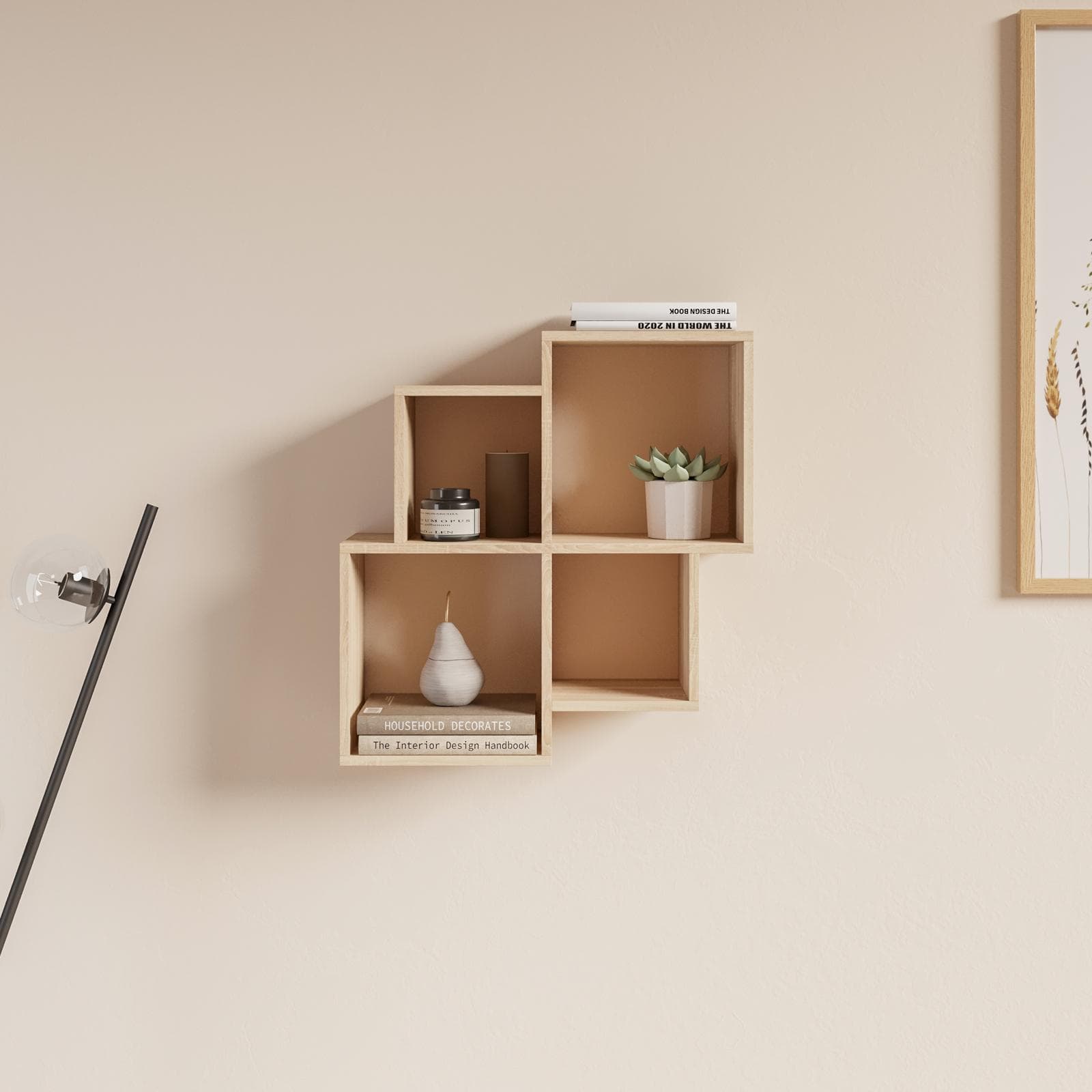 Mensola reversibile 70x70 cm in legno rovere - Kantiko