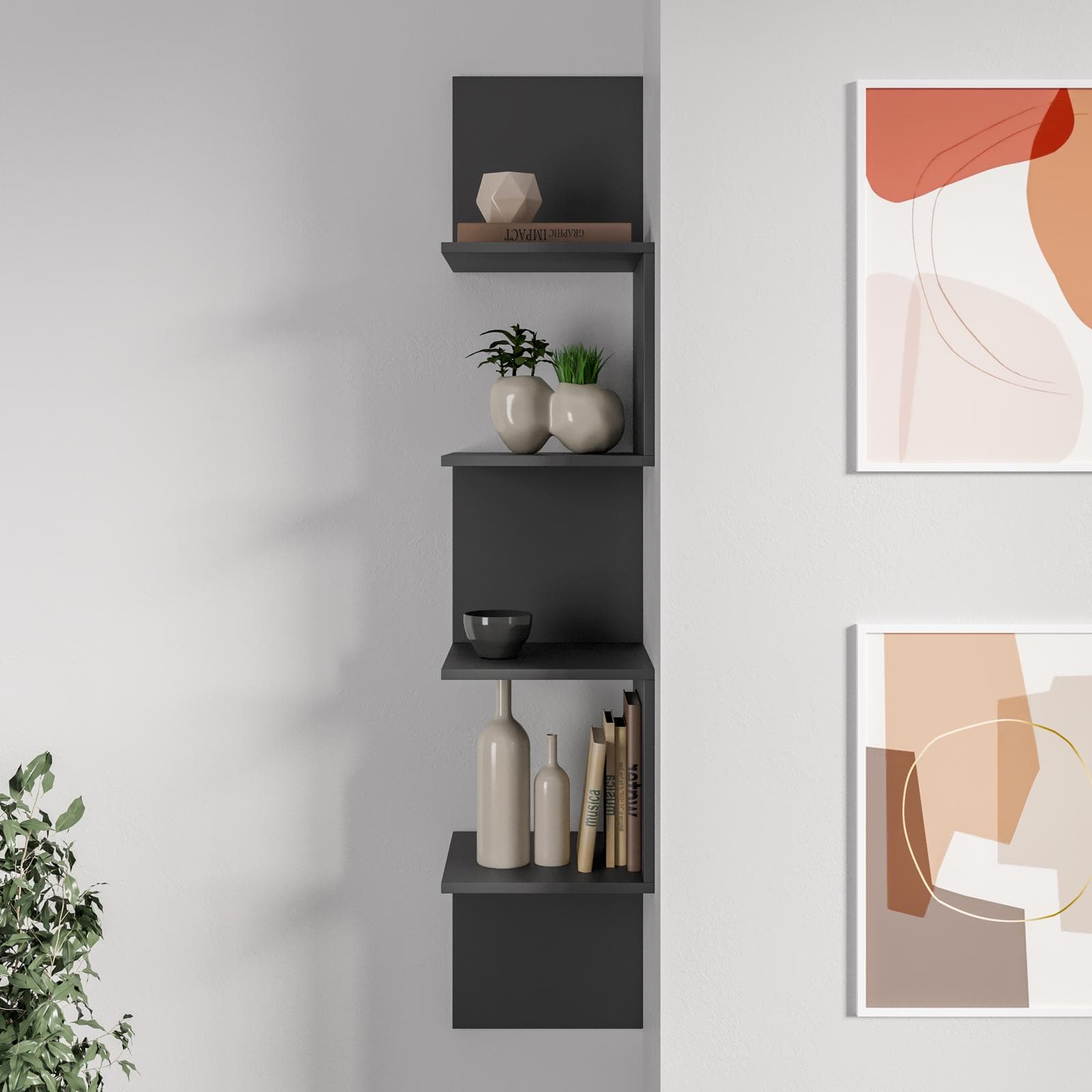 Mensola 30x30 cm in legno antracite - Tetris