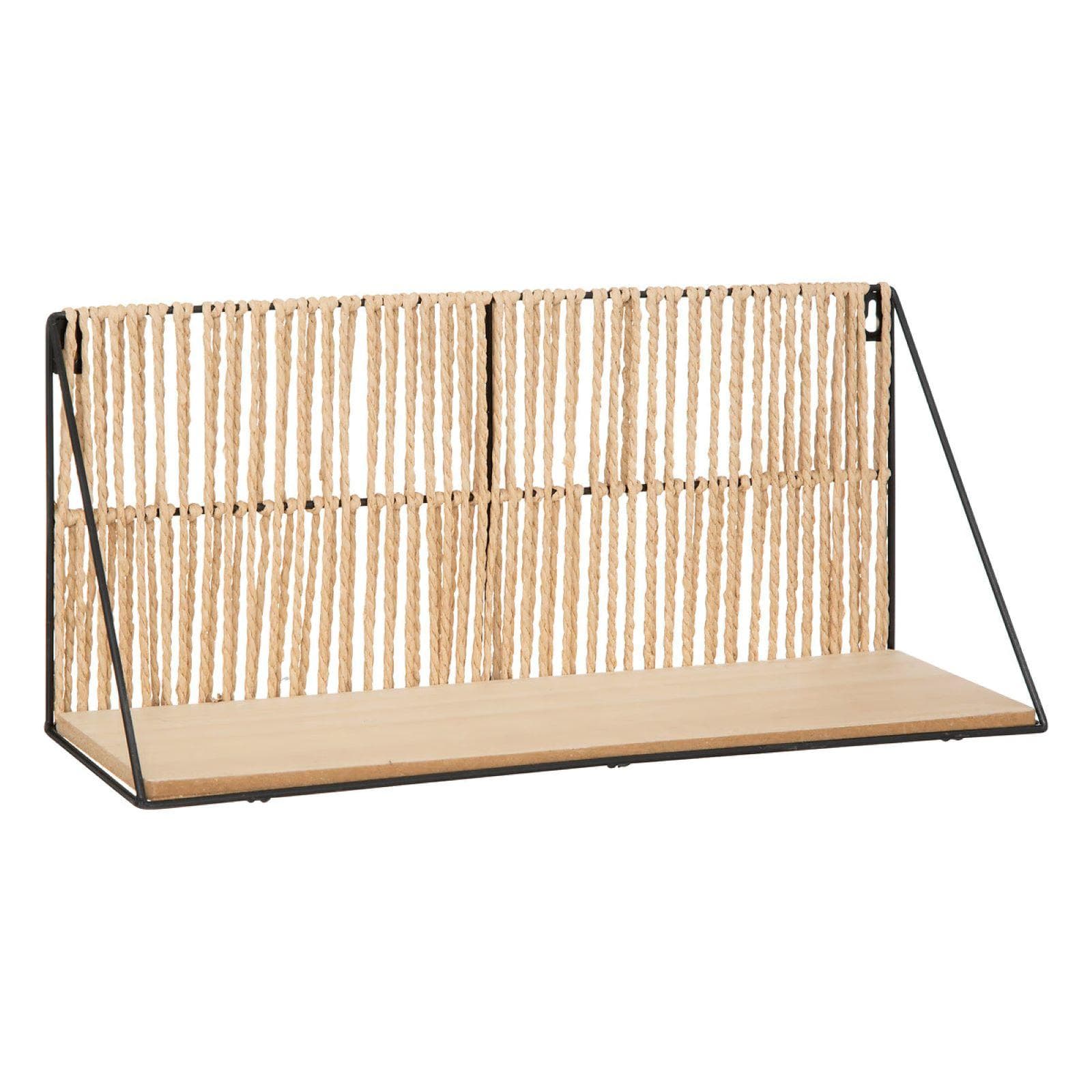 Mensola a muro 48 cm effetto legno naturale e metallo con intreccio