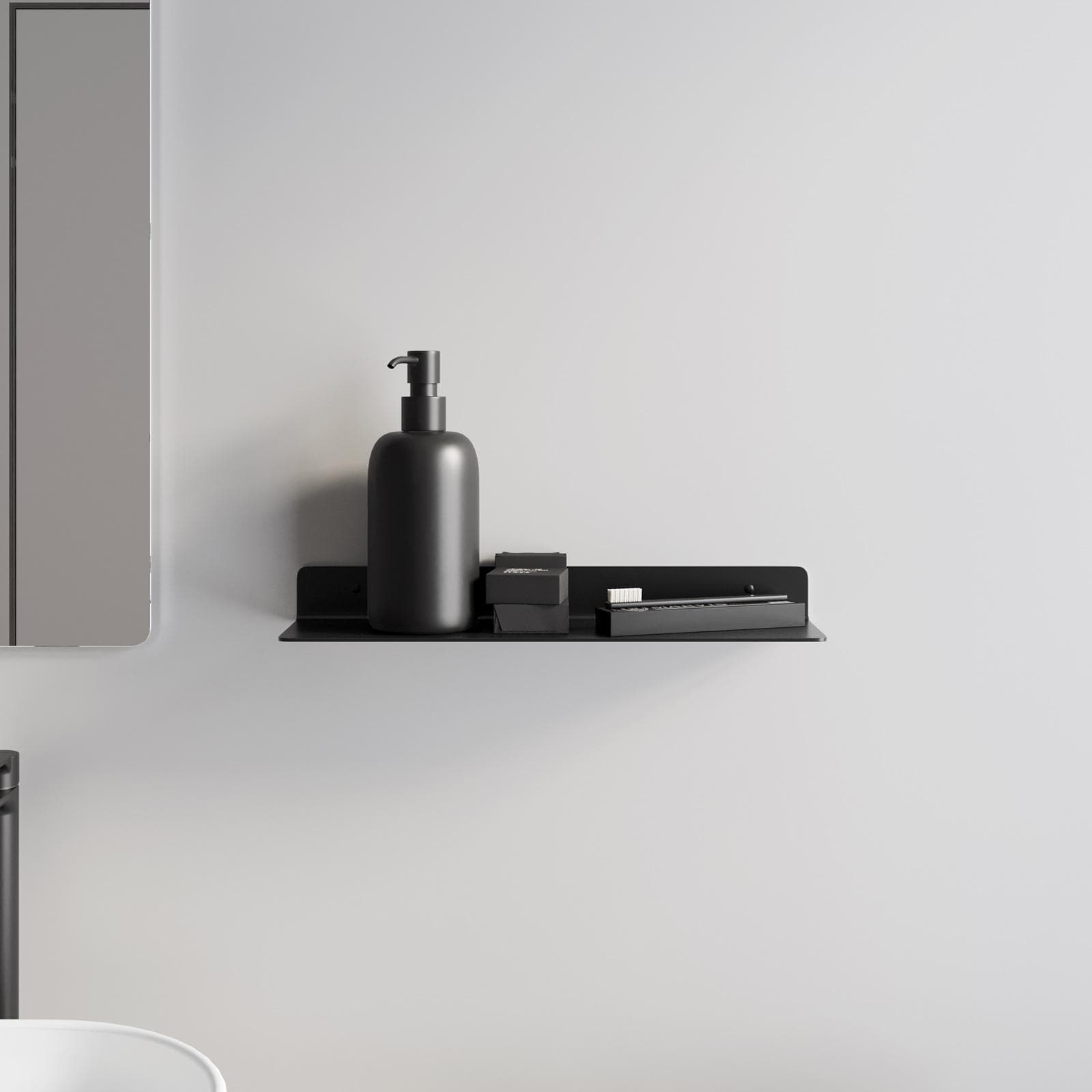 Mensola bagno 45 cm in alluminio nero - Arya