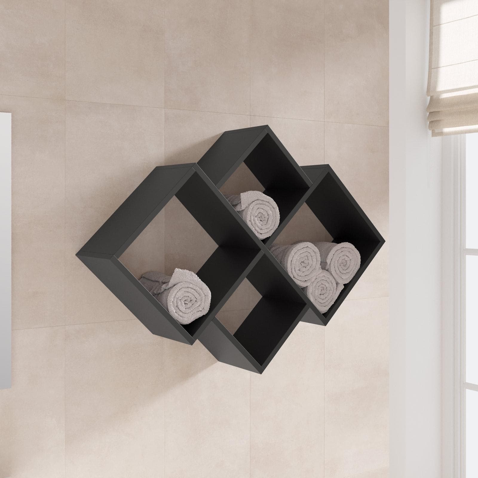 Mensola bagno 70x22 cm in legno antracite - Kantiko