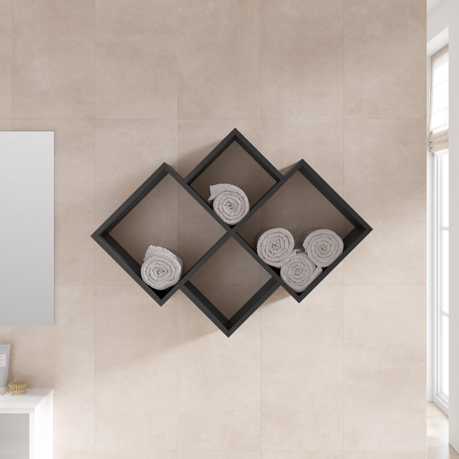 Mensola bagno 70x22 cm in legno antracite - Kantiko