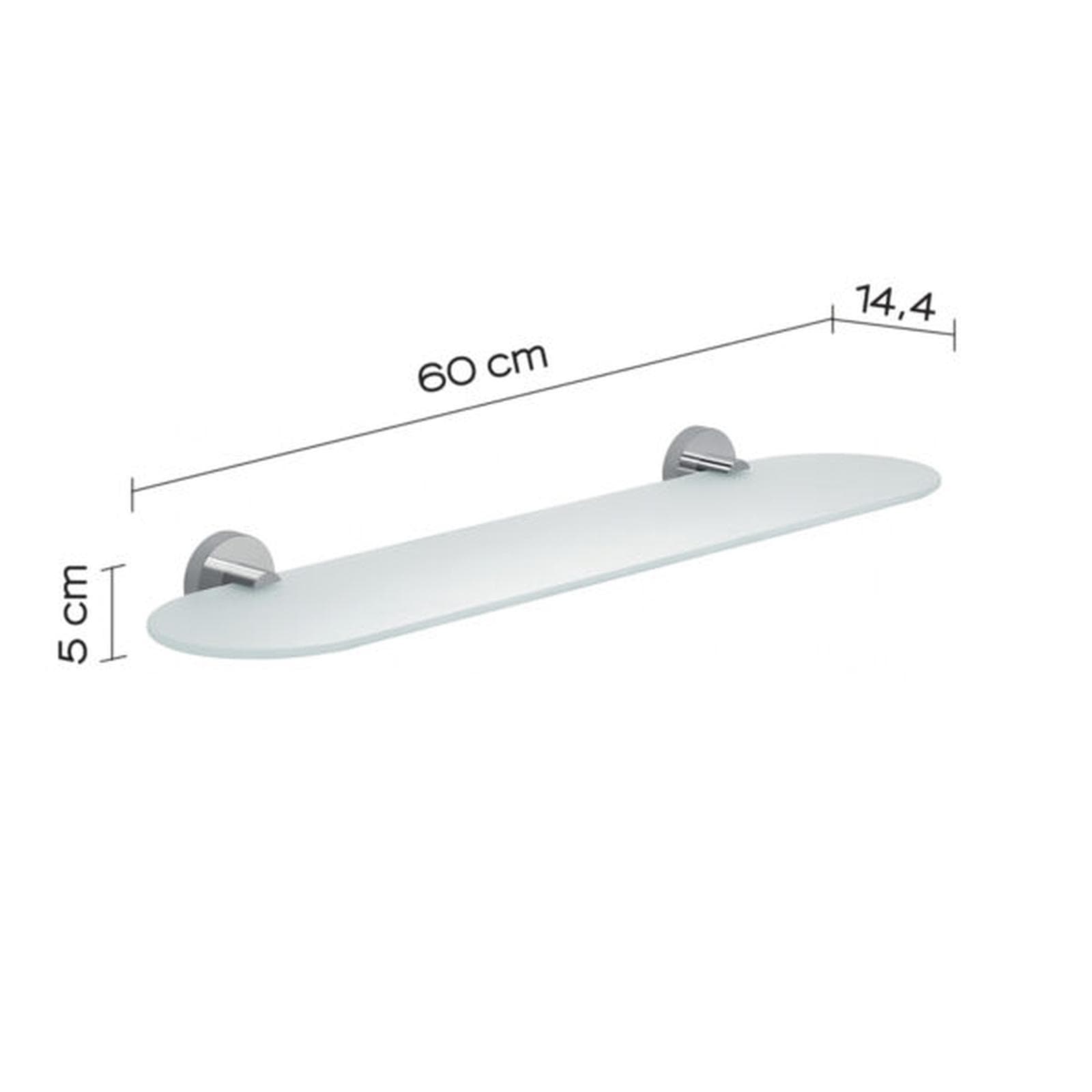 Mensola 60 cm in acciaio inox con piano in vetro satinato - Eros di Gedy