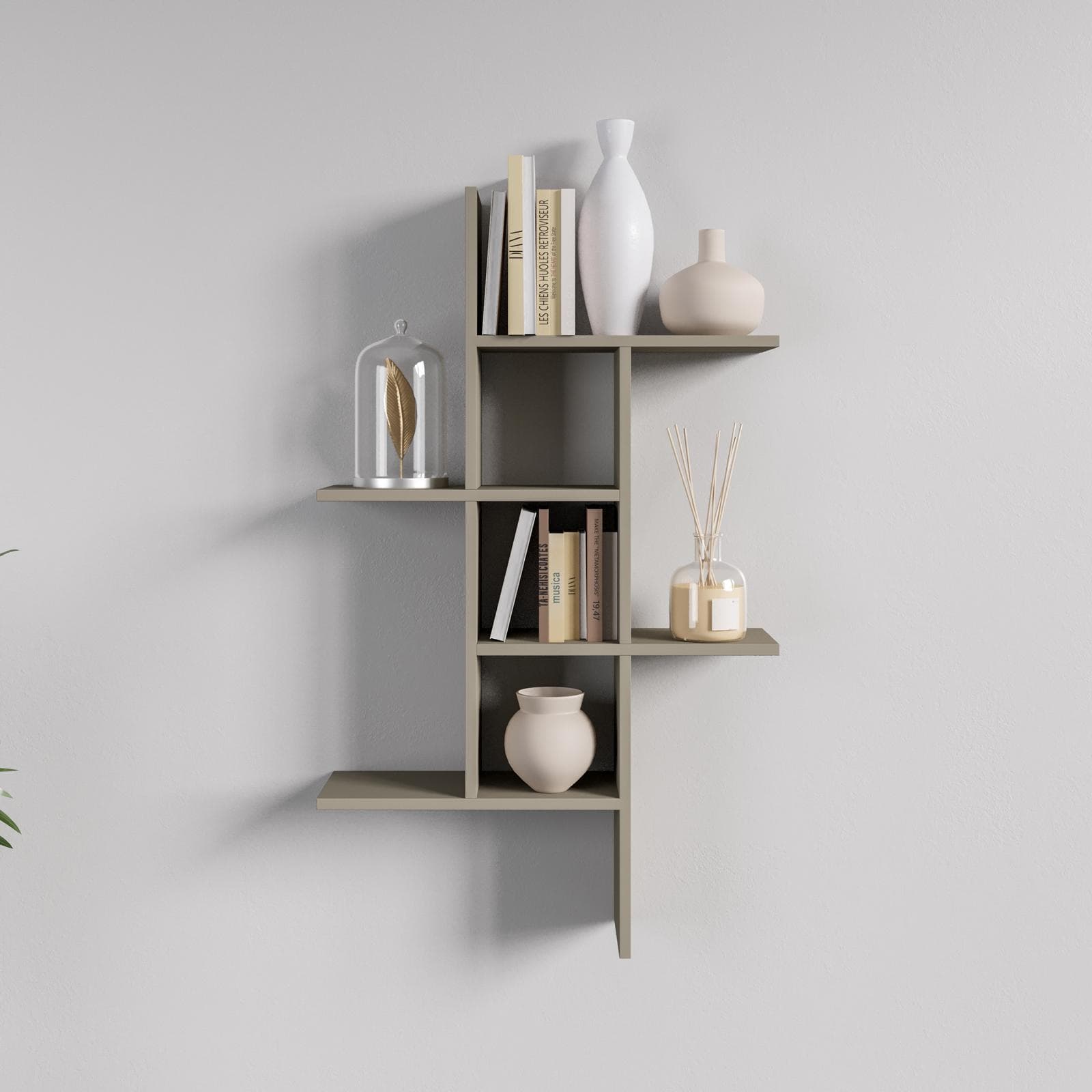 Mensola decorativa 100x18 cm in legno tortora - Tetris