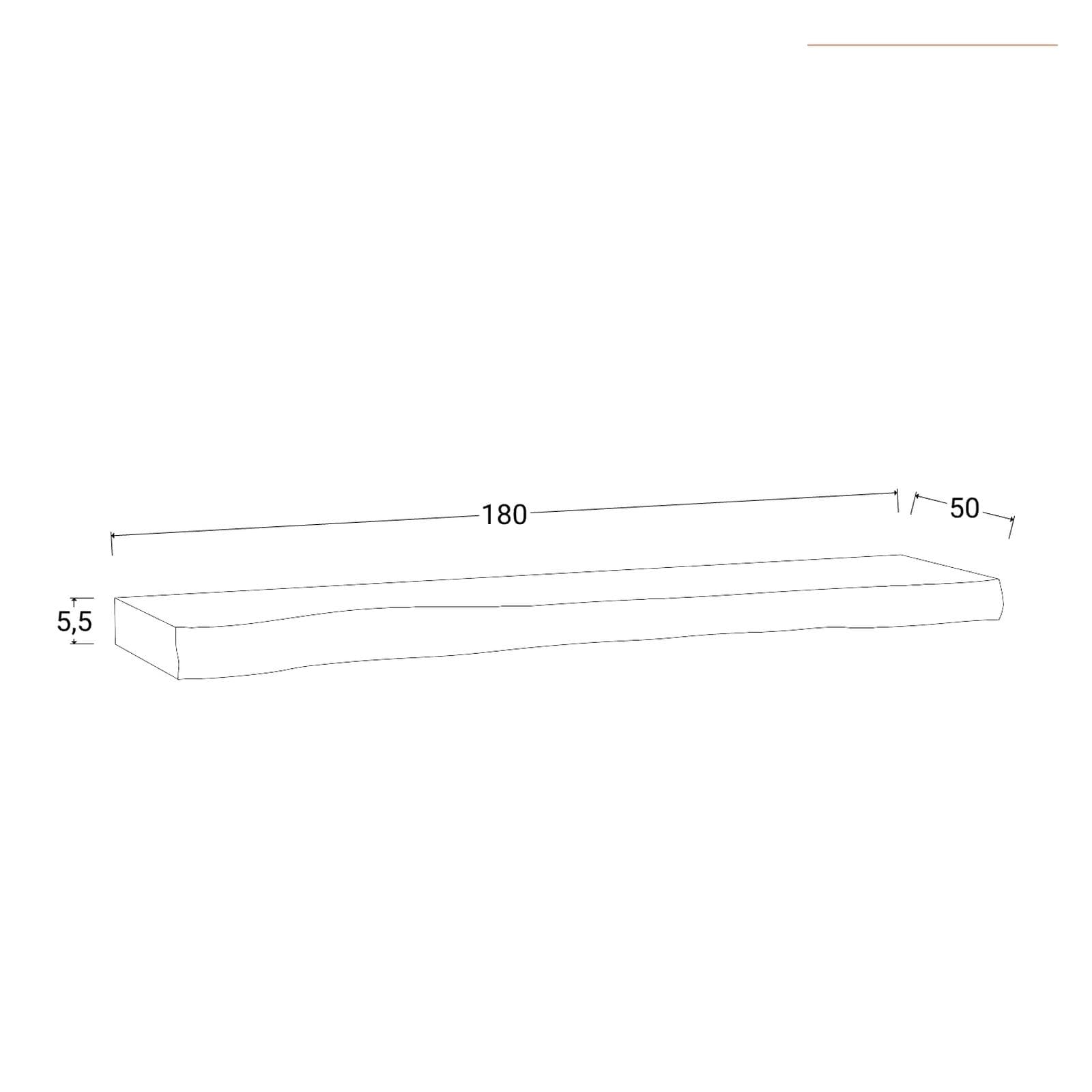 Mensola portalavabo 180x50 cm in legno di acacia - Freia Stone
