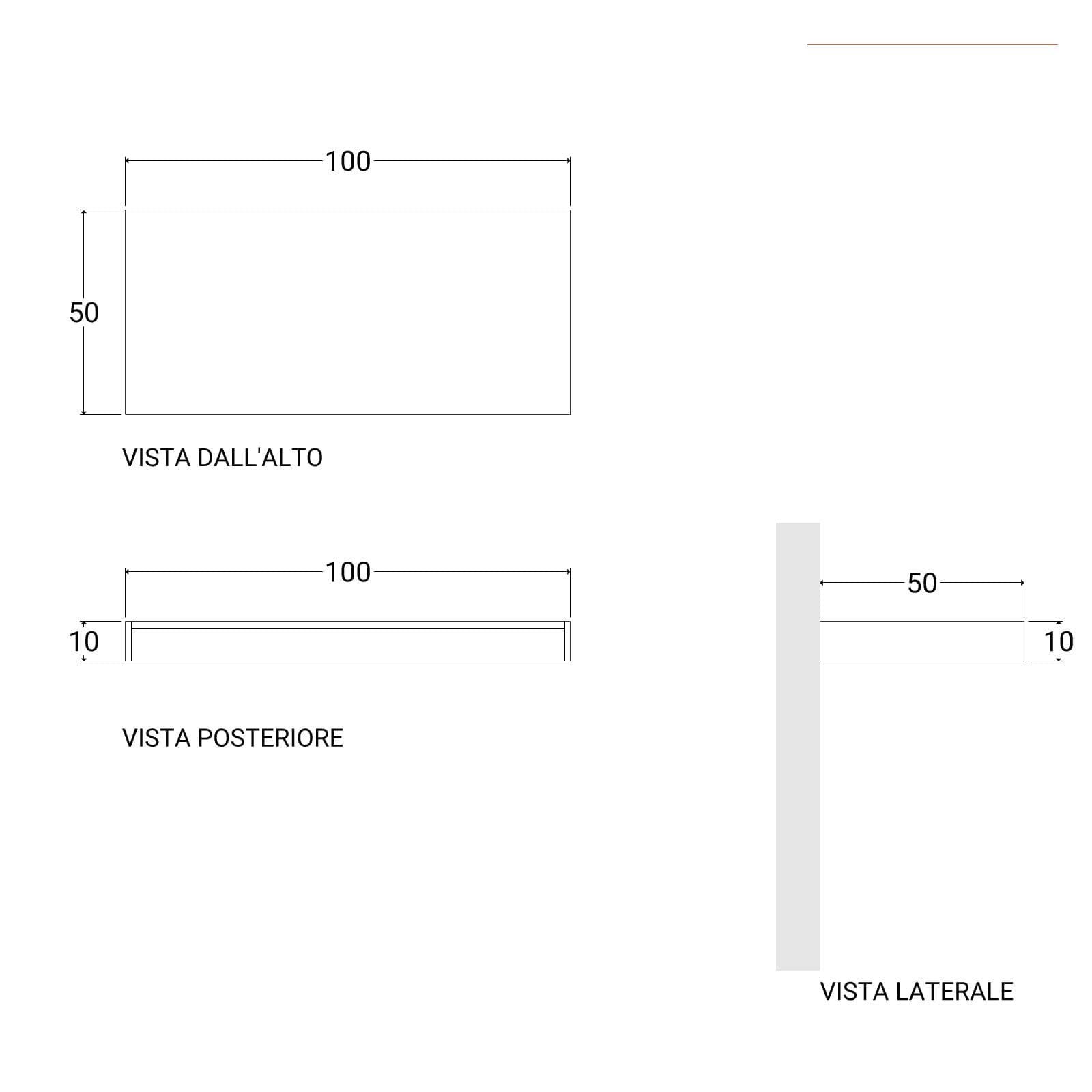 Mensolone bagno 10 h sospeso 100 cm in legno grigio ombra chiaro - Plain
