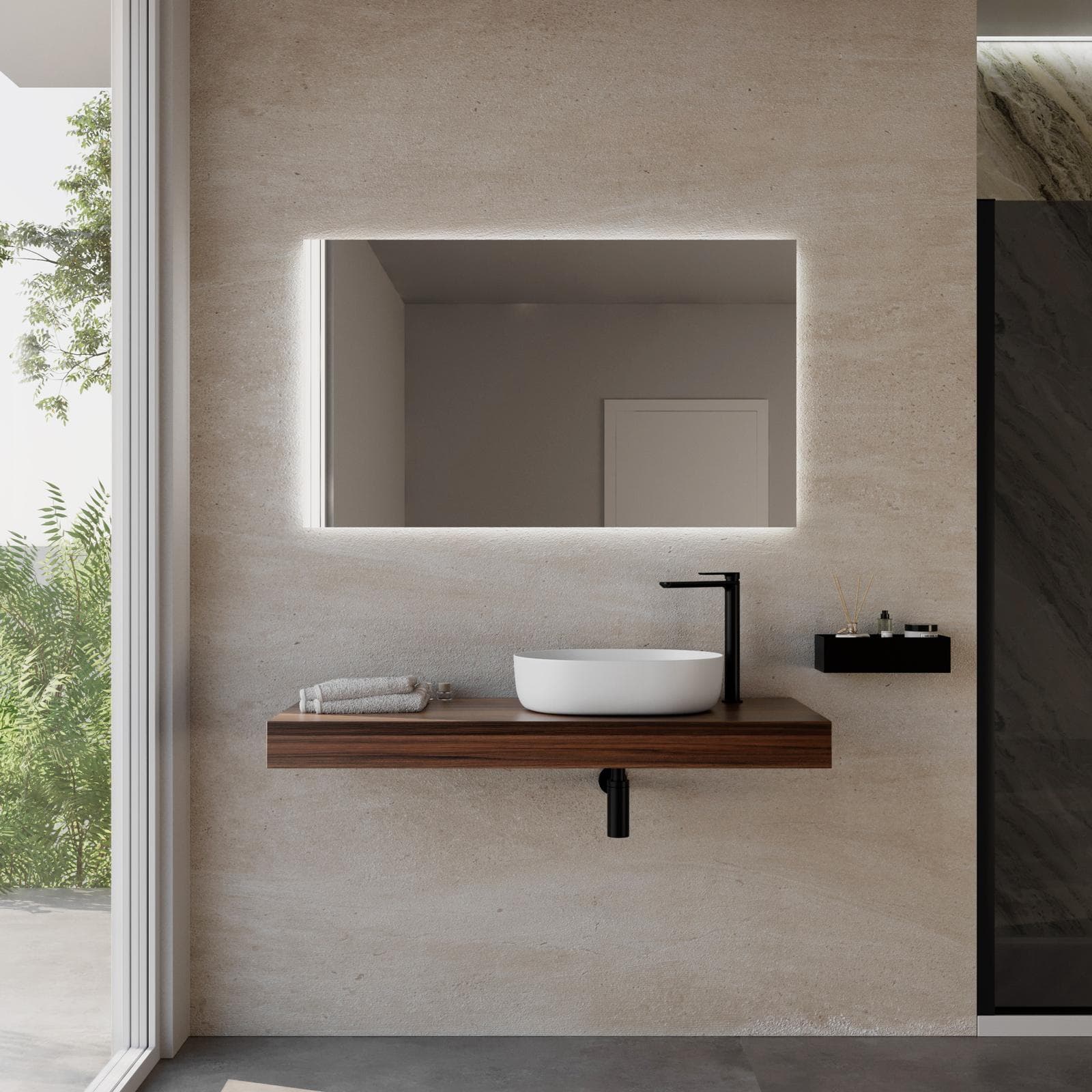 Mensolone bagno 10 h sospeso 120 cm in legno rovere deciso - Plain