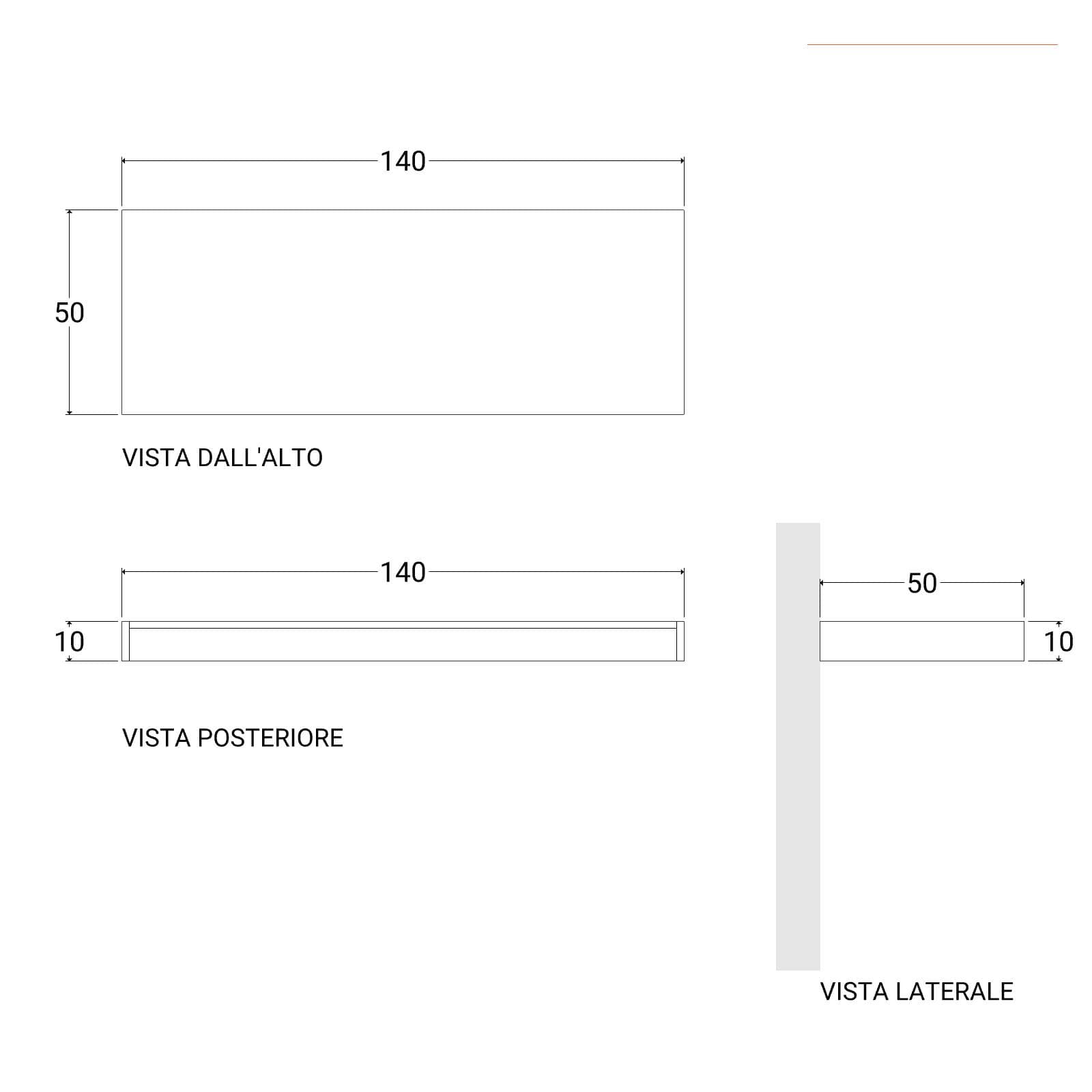Mensolone bagno 10 h sospeso 140 cm in legno rovere bianco - Plain